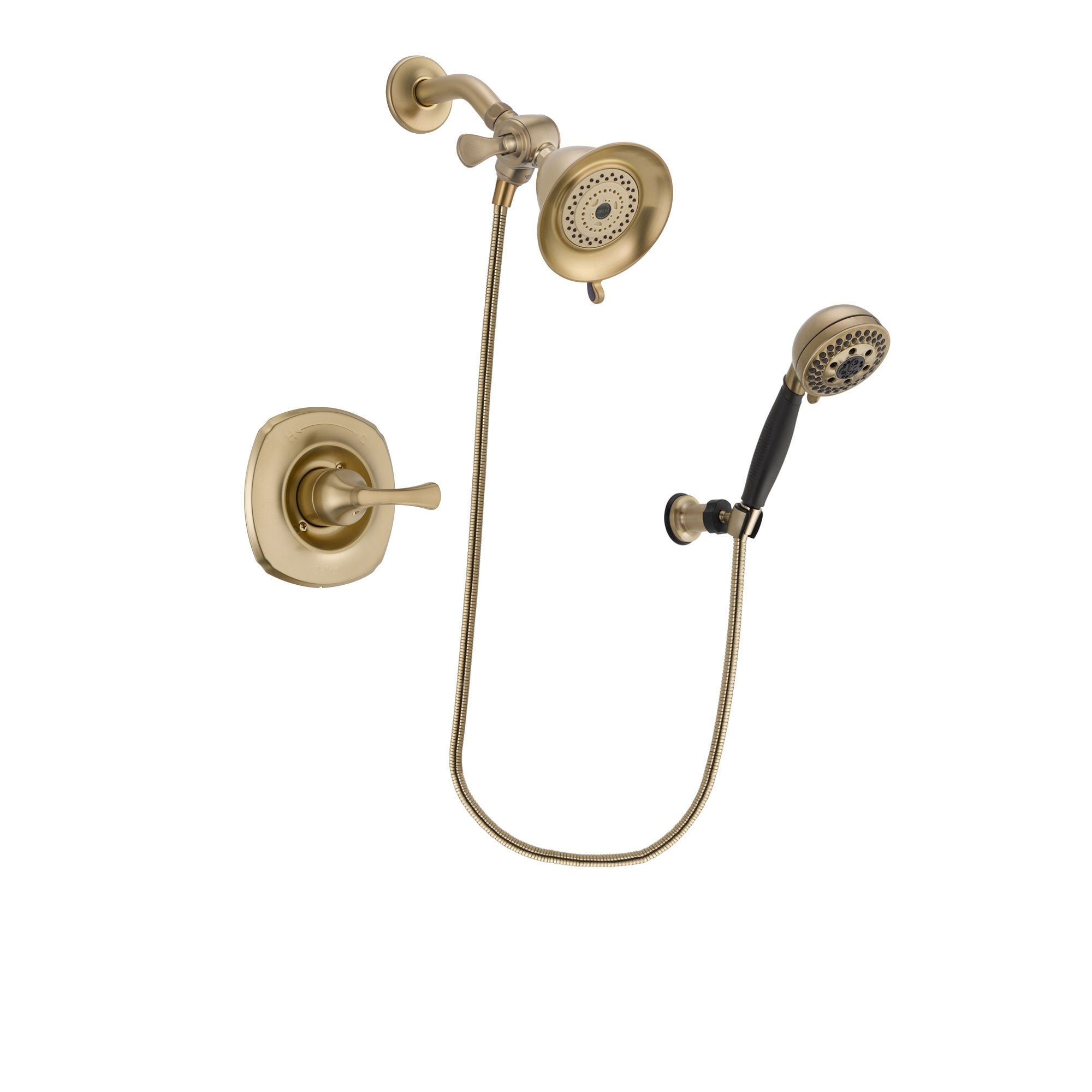 Delta Addison Champagne Bronze Shower Faucet System with Water-Efficient Shower Head & 5-Spray Handheld Shower - Complete Wall Mount Package (DSP3746V) - Perfect for Modern Bathroom Renovations and Water Conservation