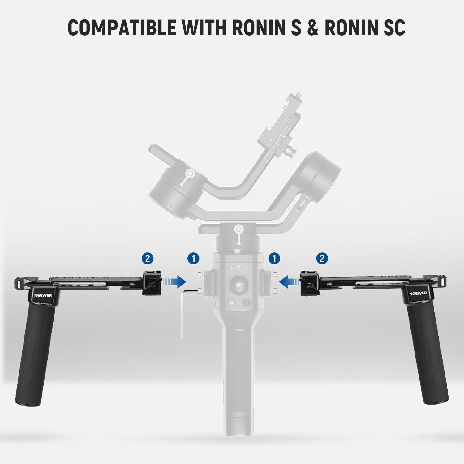 NEEWER GA006 Dual Handgrip Stabilizer for DJI Ronin RS2/RS3/RSC2 - Compatible with DJI Gimbals - Perfect for Vlogging, Filmmaking & Travel Videography