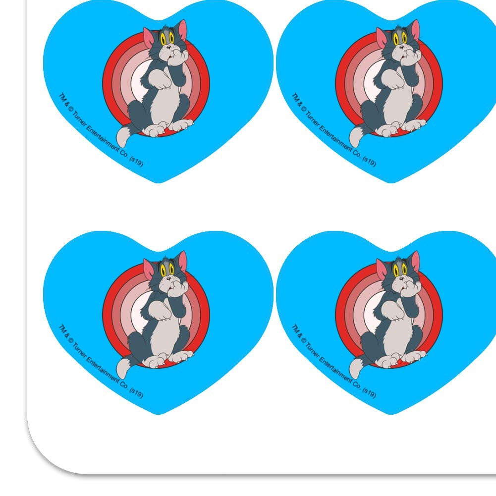 Tom and Jerry Heart-Shaped Planner Stickers - Cute Cartoon Character Scrapbook Decals for DIY Journals, Calendars, and Craft Projects - Perfect for School Supplies, Bullet Journaling, and Gift Wrapping