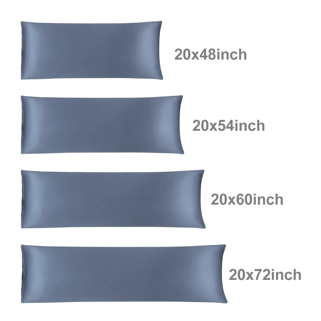 Luxury Cooling Silky Satin Body Pillow Cover 20x72 Inch - Slate Gray Anti-Wrinkle Pillowcase for Hair & Skin Care - Perfect for Sleeping, Travel, and Home Comfort