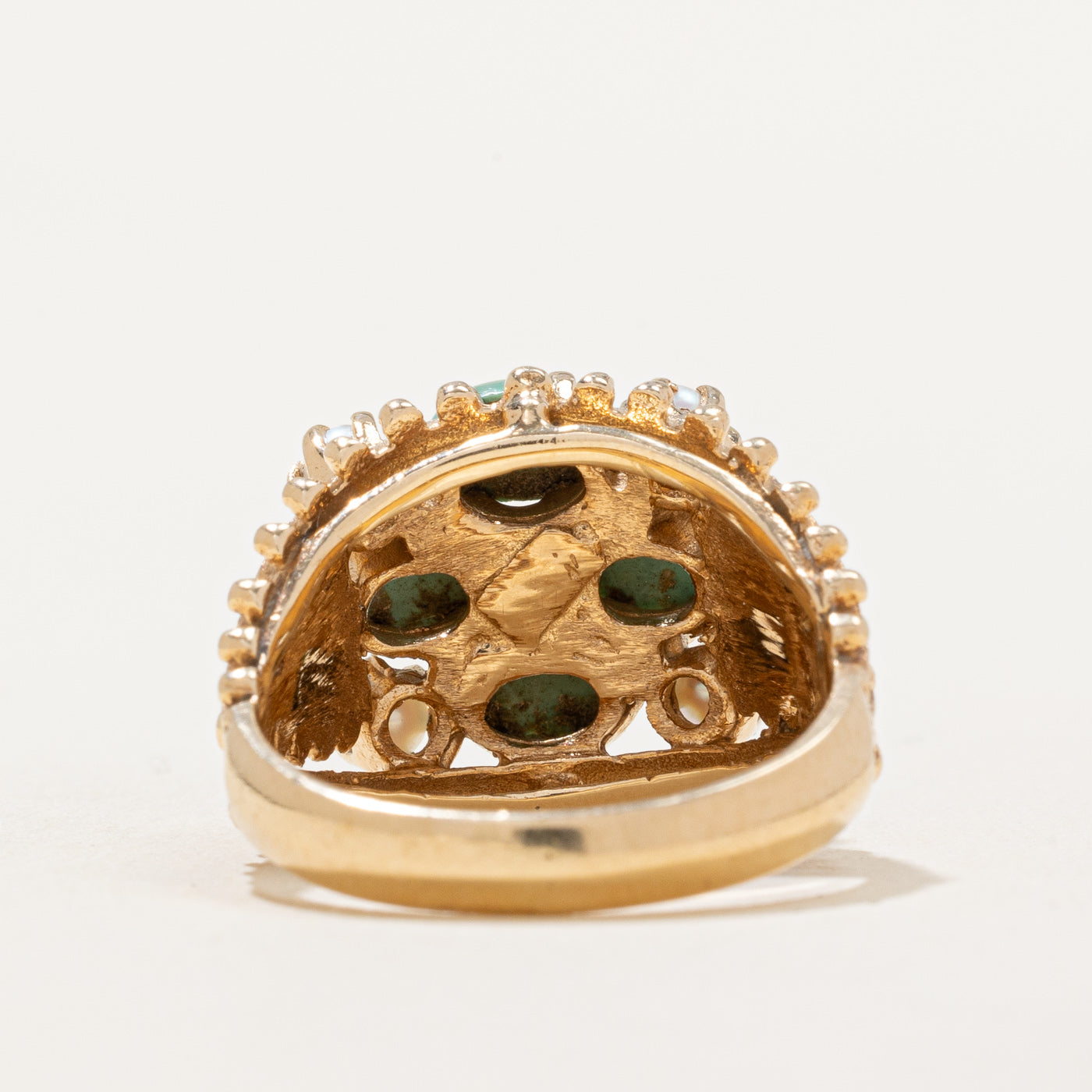 Elegant Jade & Pearl Cocktail Ring - 2.00 Carat Total Weight (CTW) - Size 7 - Perfect for Evening Parties, Weddings & Special Occasions