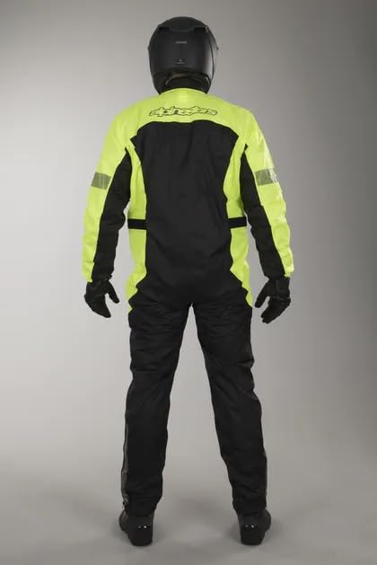 Alpinestars Hurricane One-Piece Motorcycle Rain Suit - Waterproof Riding Gear for Men (Medium, Yellow/Black) - Perfect for Commuting & Adventure Touring in Wet Weather