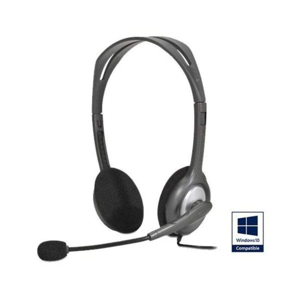 Logitech H110 Stereo Gaming Headset with Noise-Canceling Mic - Comfortable Over-Ear Headphones for PC, Laptop, Gaming, Online Classes & Remote Work