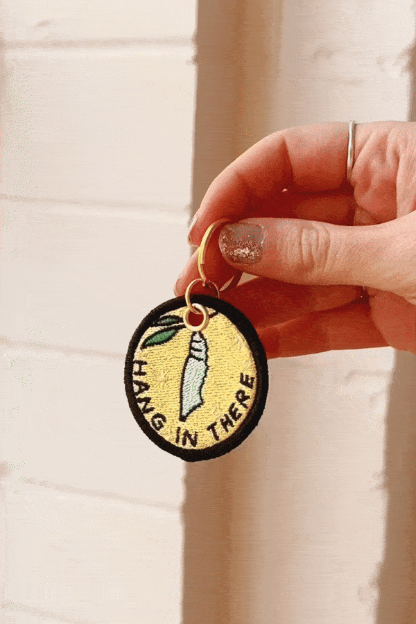 Embroidered Cocoon Keychain - Motivational 'Hang in There' Design - Perfect for Backpacks, Gifts & Everyday Carry
