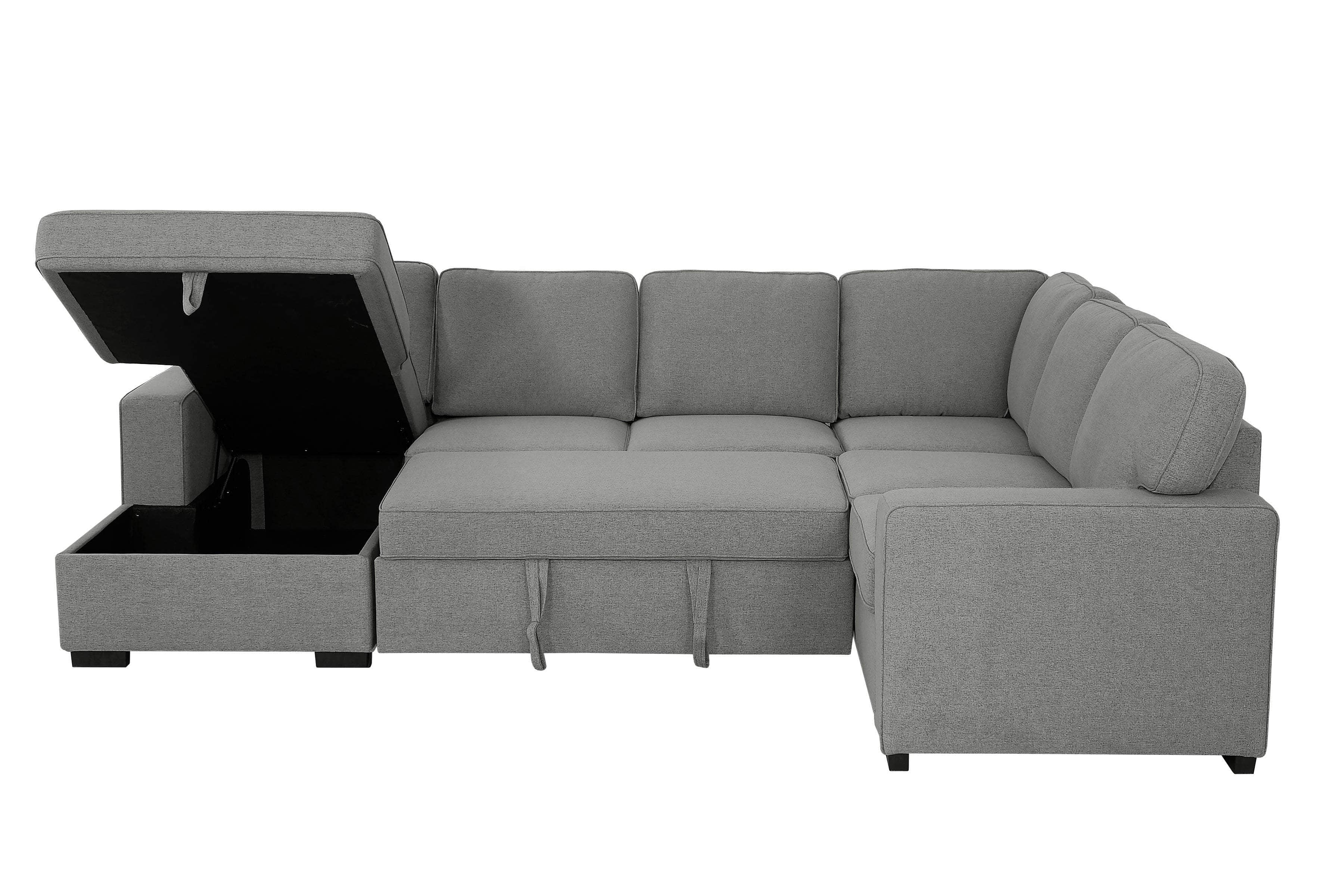 Santa Cruz Large Modular Sleeper Sectional Sofa Bed with Storage Chaise in Dark Grey - Convertible L-Shaped Couch for Living Room, Guest Room & Small Spaces