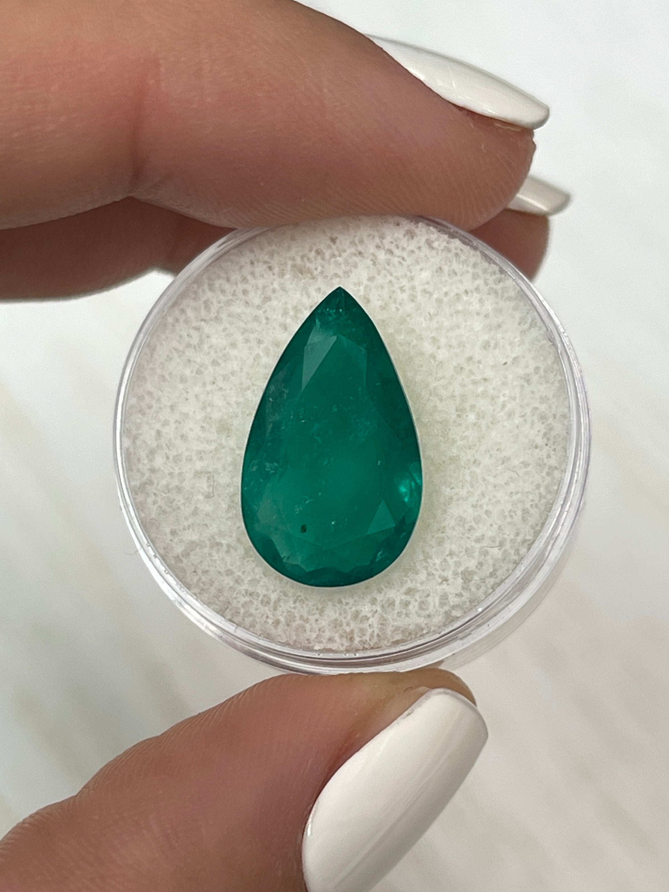 5.64 Carat 17.5x10.5mm Dark Muzo Green Natural Loose Colombian Emerald Pear Cut Gemstone for Jewelry Making & Engagement Rings
