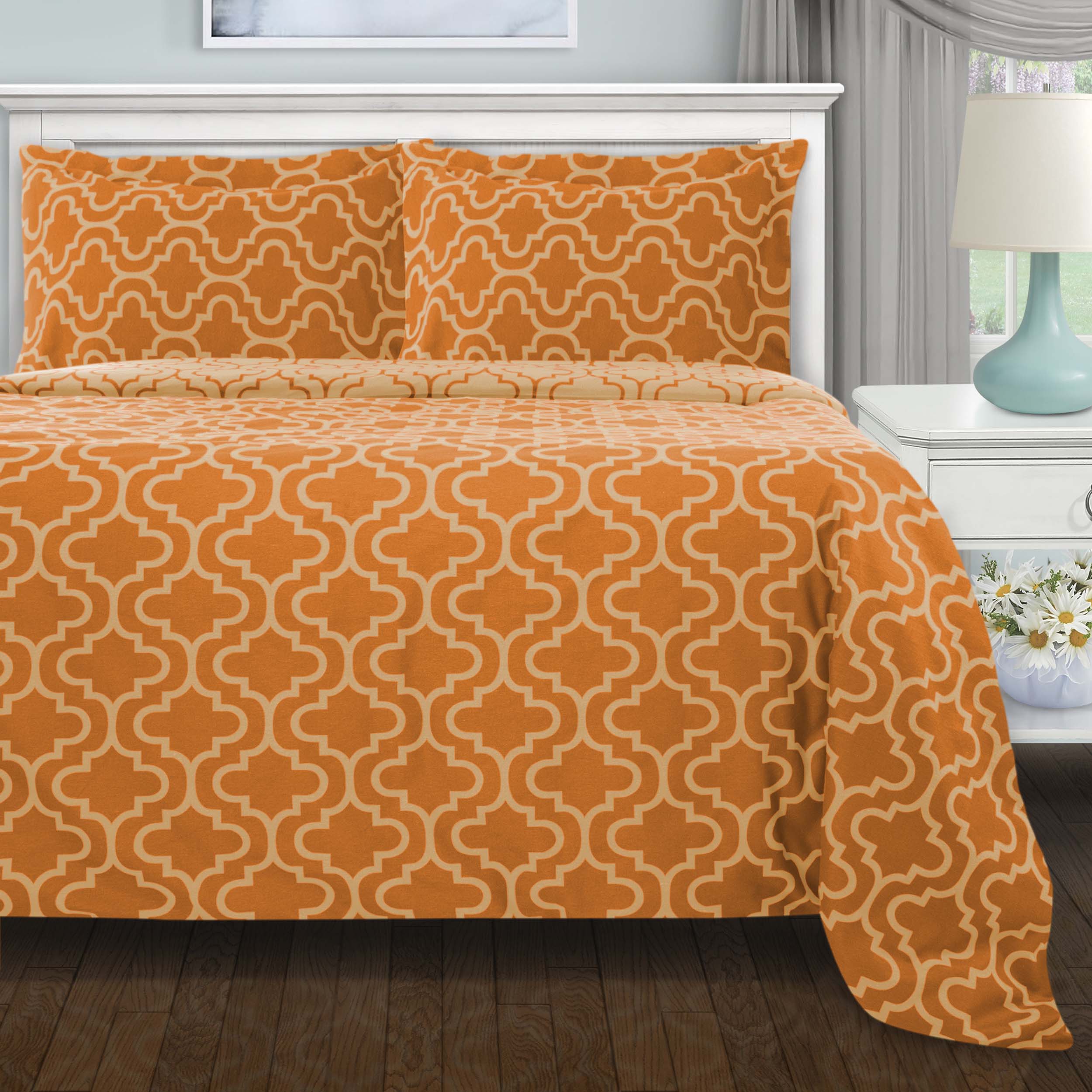Premium Cotton Flannel Trellis Duvet Cover Set - Soft & Cozy Queen/King Size Bedding - Perfect for Winter Warmth & Farmhouse Bedroom Decor