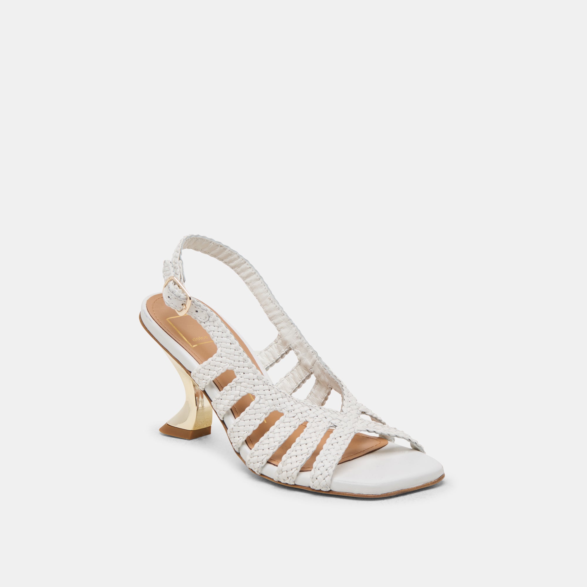 SICILY Women's White Woven Leather High Heels - Elegant Dress Shoes for Parties, Weddings & Formal Occasions