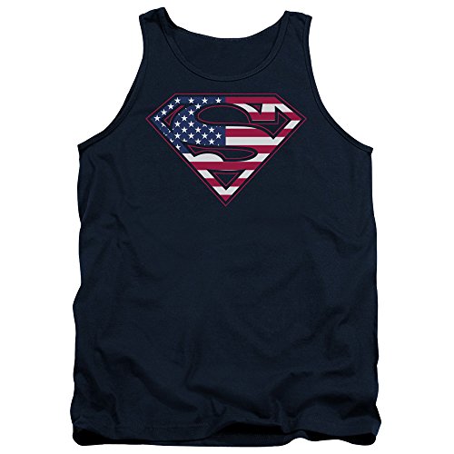 Superman Men's USA Flag Shield Graphic Tank Top - Patriotic Workout & Gym Shirt for Fitness & Casual Wear