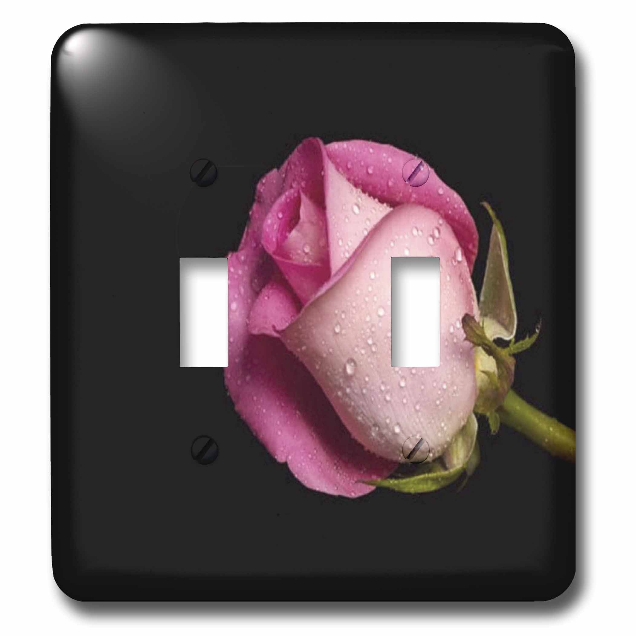 3D Rose with Dew Double Toggle Switch - Black/Pink Color - Perfect for DIY Electronics, Guitar Pedals, and Home Decor Projects