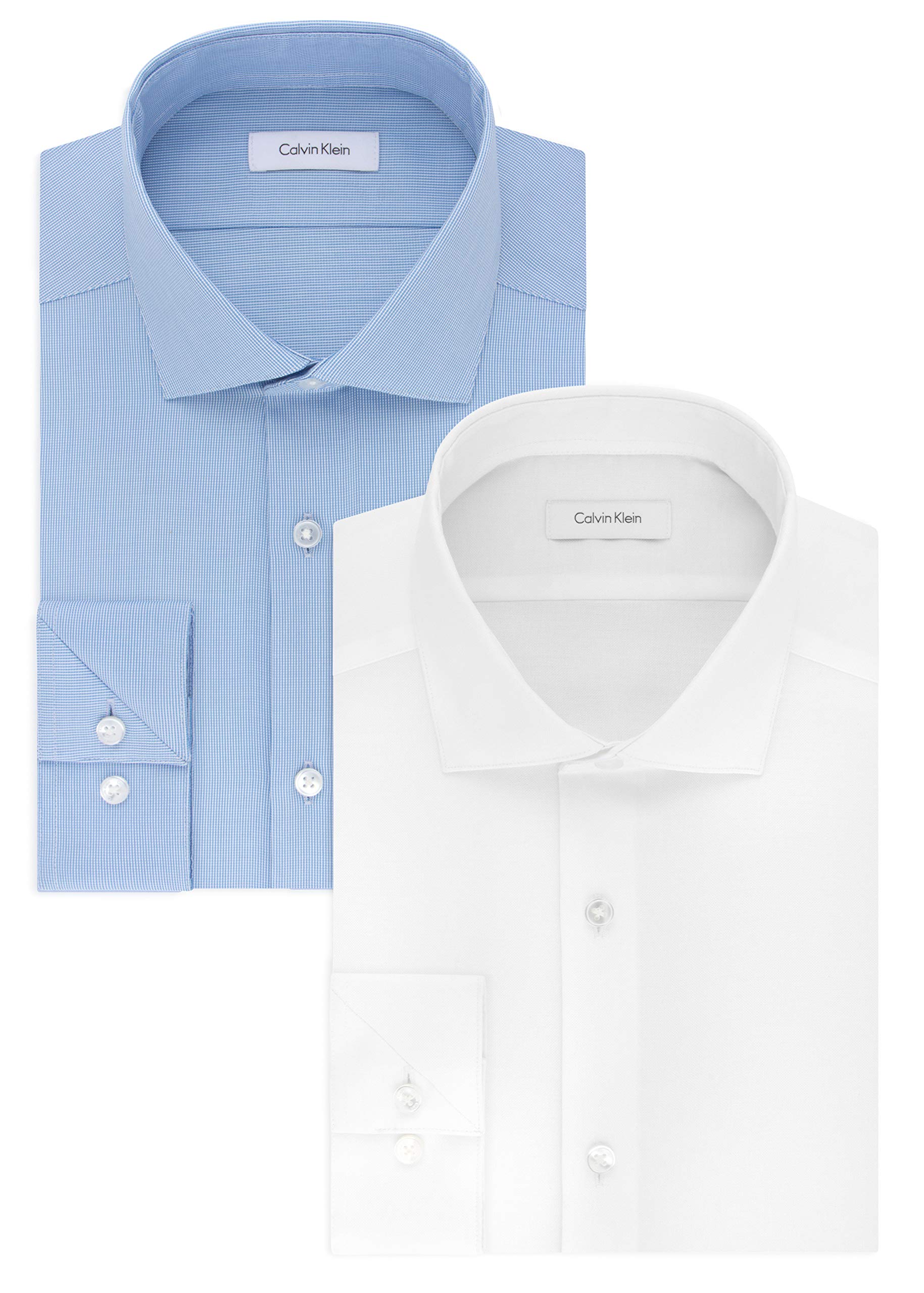 Calvin Klein Men's Slim Fit Non-Iron Stretch Dress Shirt - Solid Color for Business Casual & Office Wear