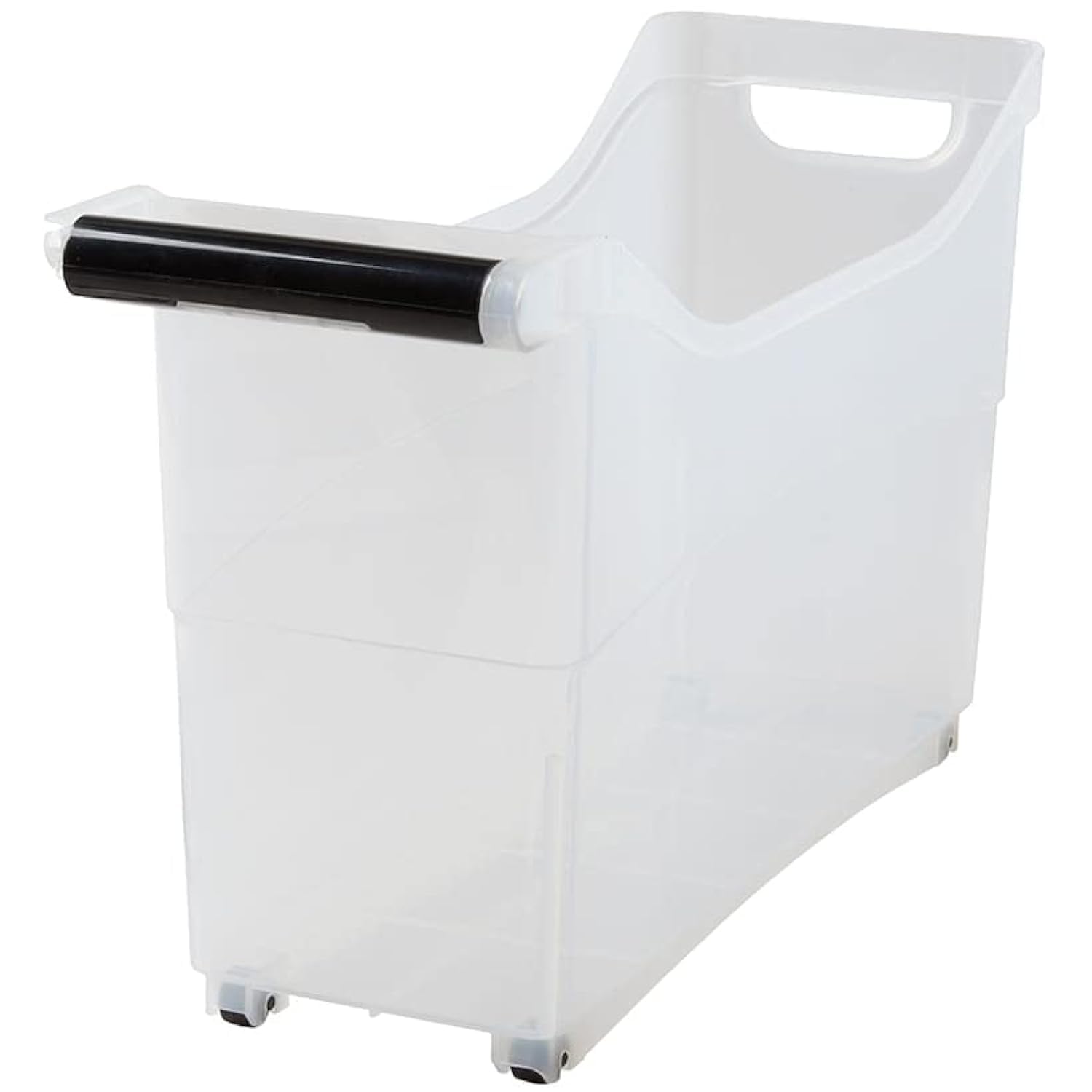 Durable Plastic Storage Bin with Black Handle & Rolling Wheels - Organize Kitchen, Pantry, Craft Room, Office or Toys | Perfect for Home Storage & Closet Organization