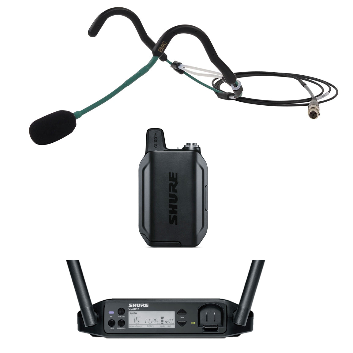 Shure GLXD+ Wireless Microphone System with E Mic Headset - Professional Wireless Microphone for Singing, Fitness, Live Performances & Studio Recording