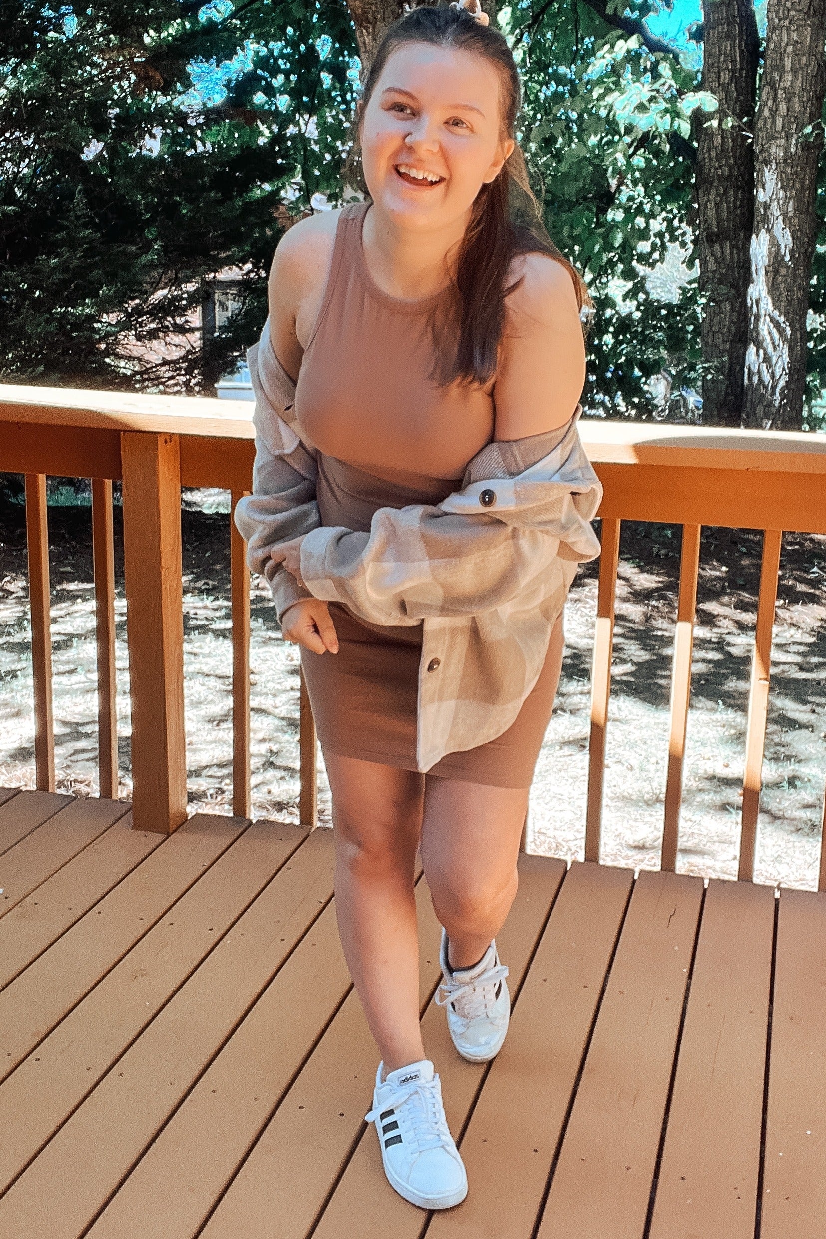 Beige Plaid Knit Shirt Jacket for Women - Cozy Oversized Button Up Cardigan Sweater | Perfect for Fall Layering, Casual Outfits & Outdoor Activities