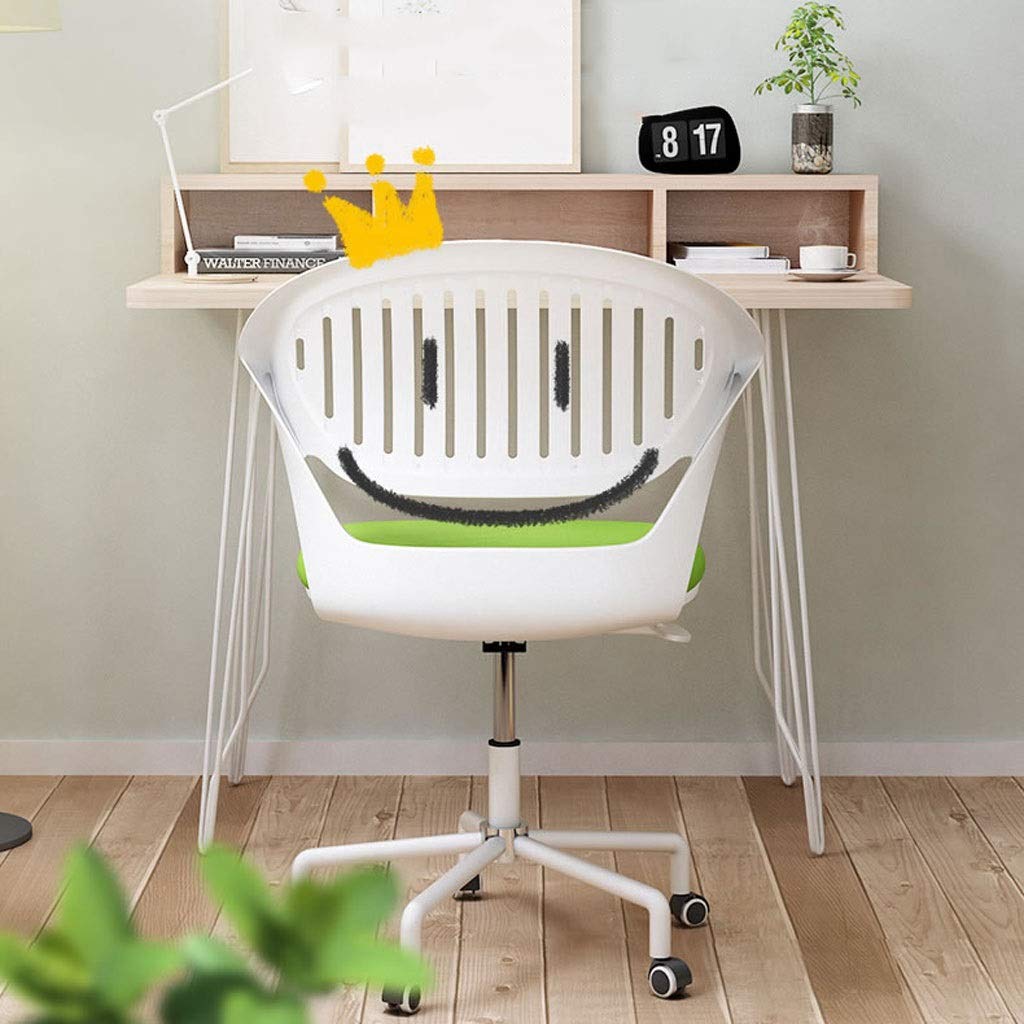 Ergonomic Office Chair with Lumbar Support - Adjustable Height 75-85cm, Armless Mid Back Computer Desk Chair with 5 Casters - Easy to Assemble - White & Green Options - Perfect for Home Office, Gaming, and Study Spaces