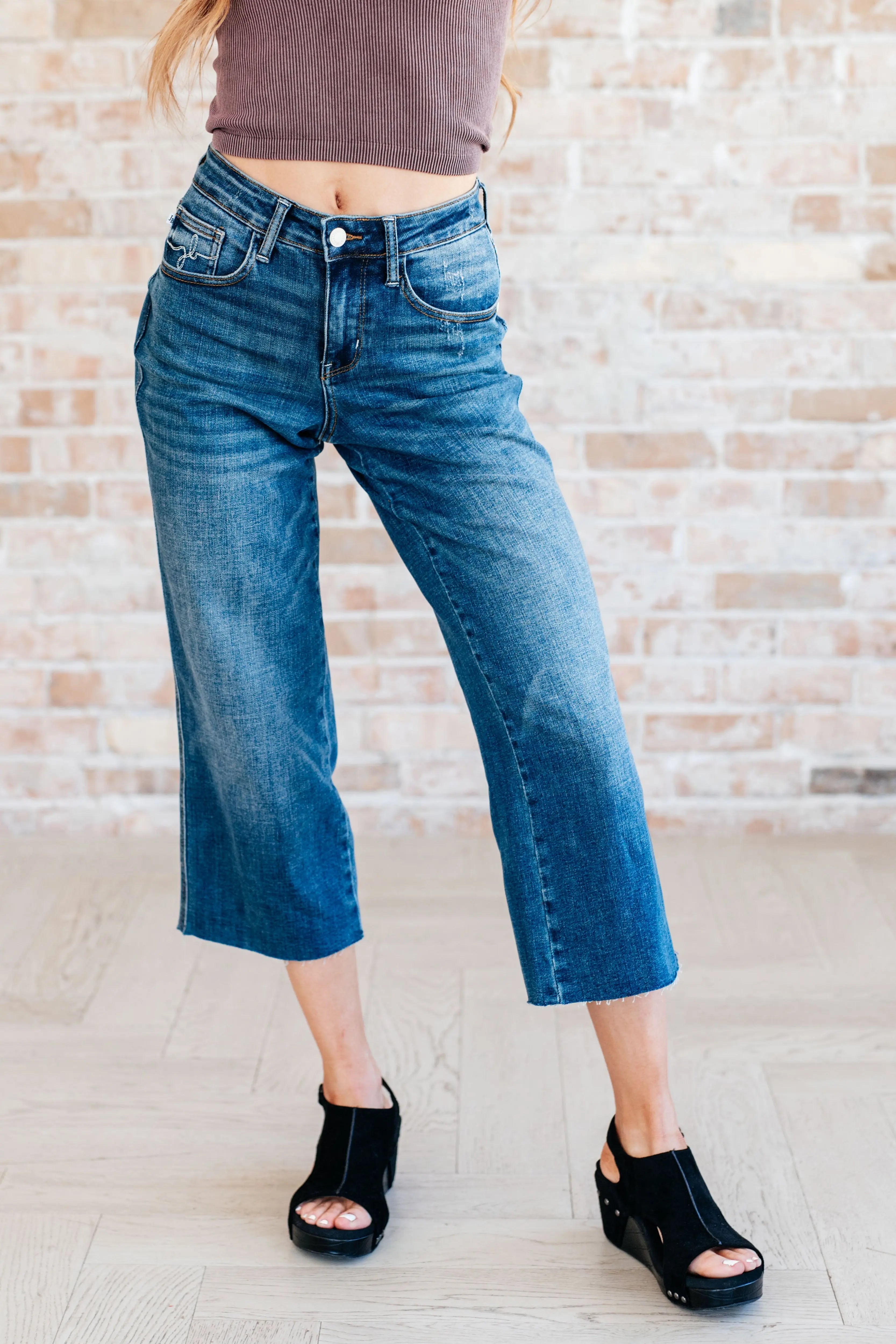 Hayes High Rise Wide Leg Crop Jeans for Women - Comfortable Stretch Denim Pants for Casual Outfits, Workwear & Street Style Fashion