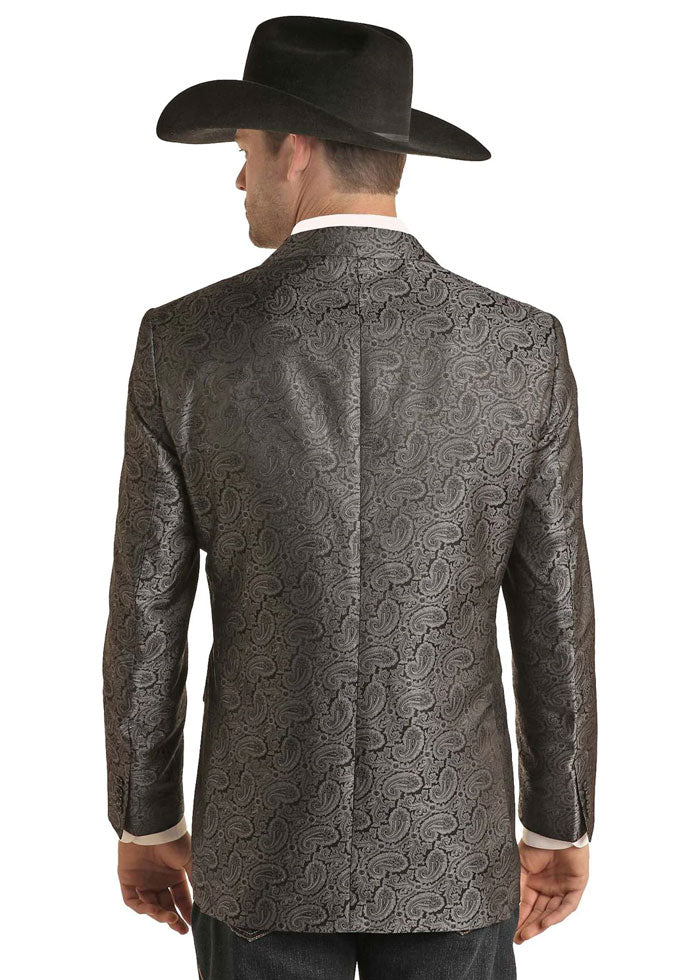 Rock & Roll Denim BM96C03634 Men's Jacquard Sports Coat Black | Stylish Casual Blazer for Weddings, Parties & Business Events