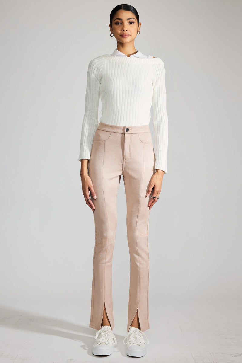 Peach Premier High Rise Slit Hem Skinny Jeans for Women - Stretchy Slim Fit Denim Pants | Perfect for Casual Wear, Date Night & Office Outfits