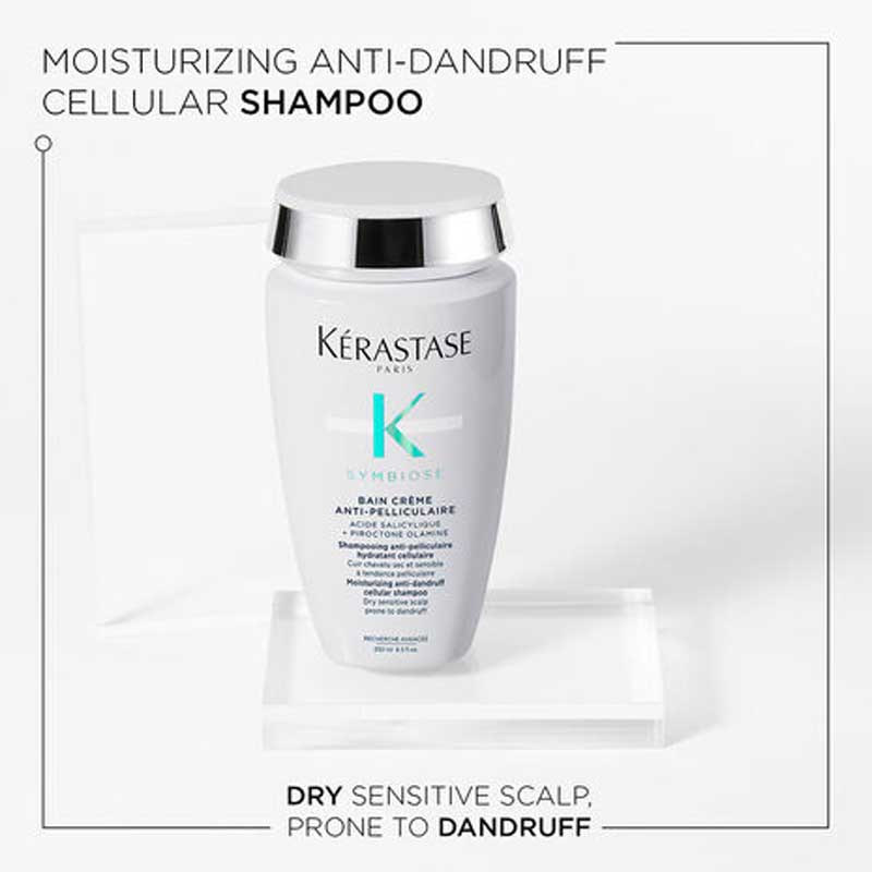 Kérastase Symbiose Moisturizing Anti-Dandruff Cellular Shampoo for Dry & Sensitive Scalp - Gentle Daily Hair Care for Flaky Scalp Relief
