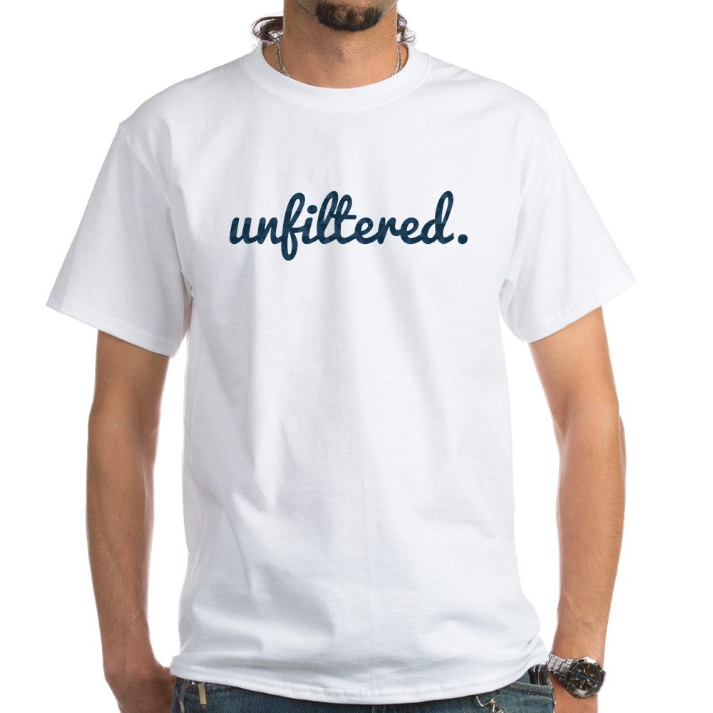 Unfiltered Pattern White Cotton T-Shirt for Men & Women | Soft Breathable Casual Tee | Perfect for Everyday Wear, Street Style & Graphic Tee Lovers
