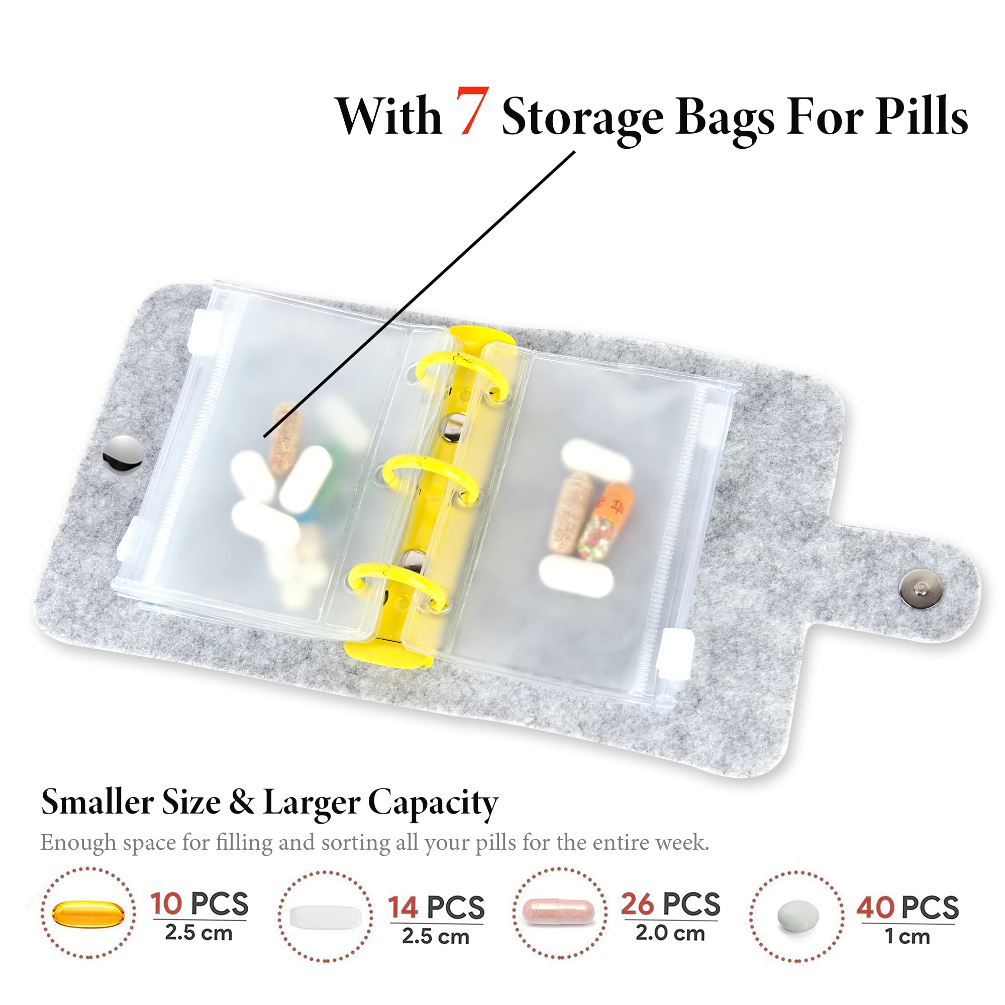 Hennaja Clear Plastic Pill Pouches - Self Sealing Travel Medicine Organizer Storage (2-Sunflower, 2 Pack) - Perfect for Daily Medication, Travel & Emergency Kits