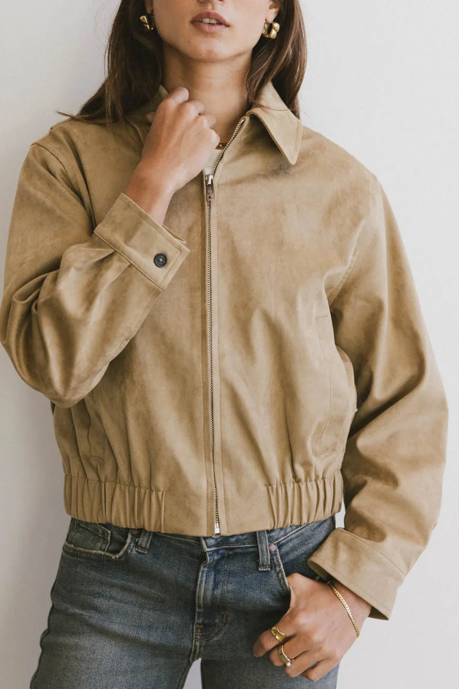Myli Faux Suede Jacket for Women - Soft Vegan Leather Coat with Zipper Closure | Trendy Fall & Winter Outerwear for Casual Outings & Date Nights