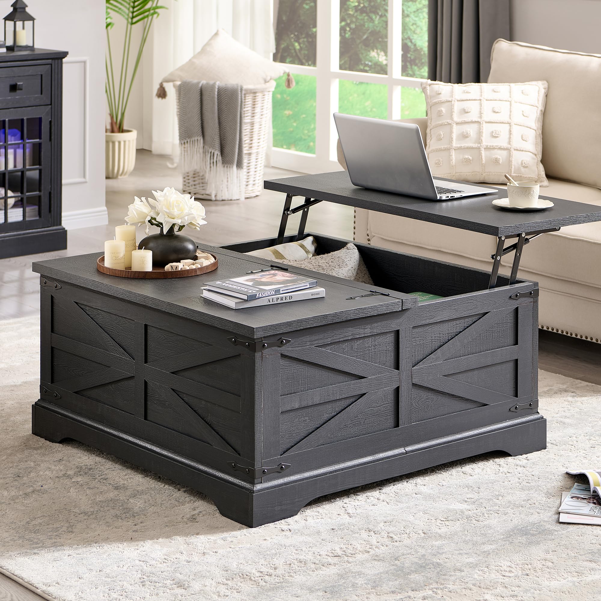 Farmhouse Lift Top Coffee Table with Storage - 36