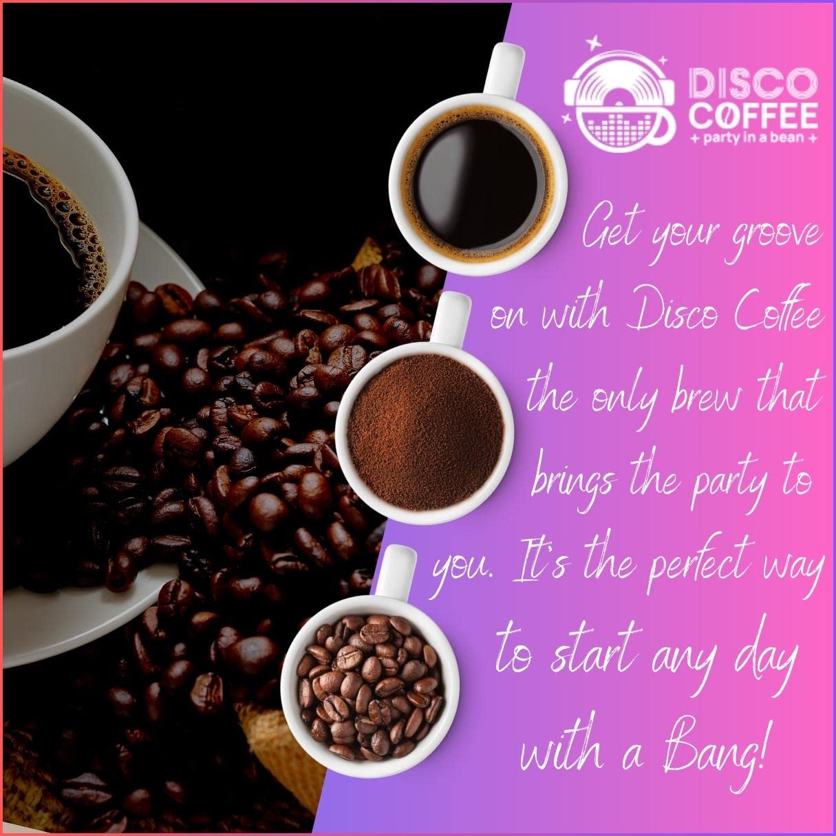 Disco Coffee Organic Medium Roast Gypsy Queen Blend - Premium Sumatra, Ethiopian Yirgacheffe & Colombian Coffee (12oz) - Perfect for Home Coffee Makers & French Press Brewing