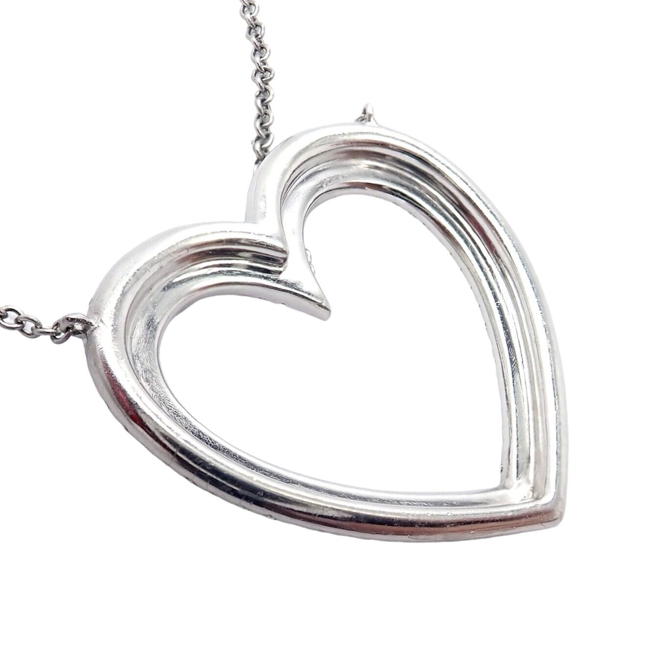 Tiffany & Co Platinum Diamond Heart Double Metro Medium Pendant Necklace for Women - Elegant Jewelry Gift for Anniversary, Valentine's Day & Special Occasions