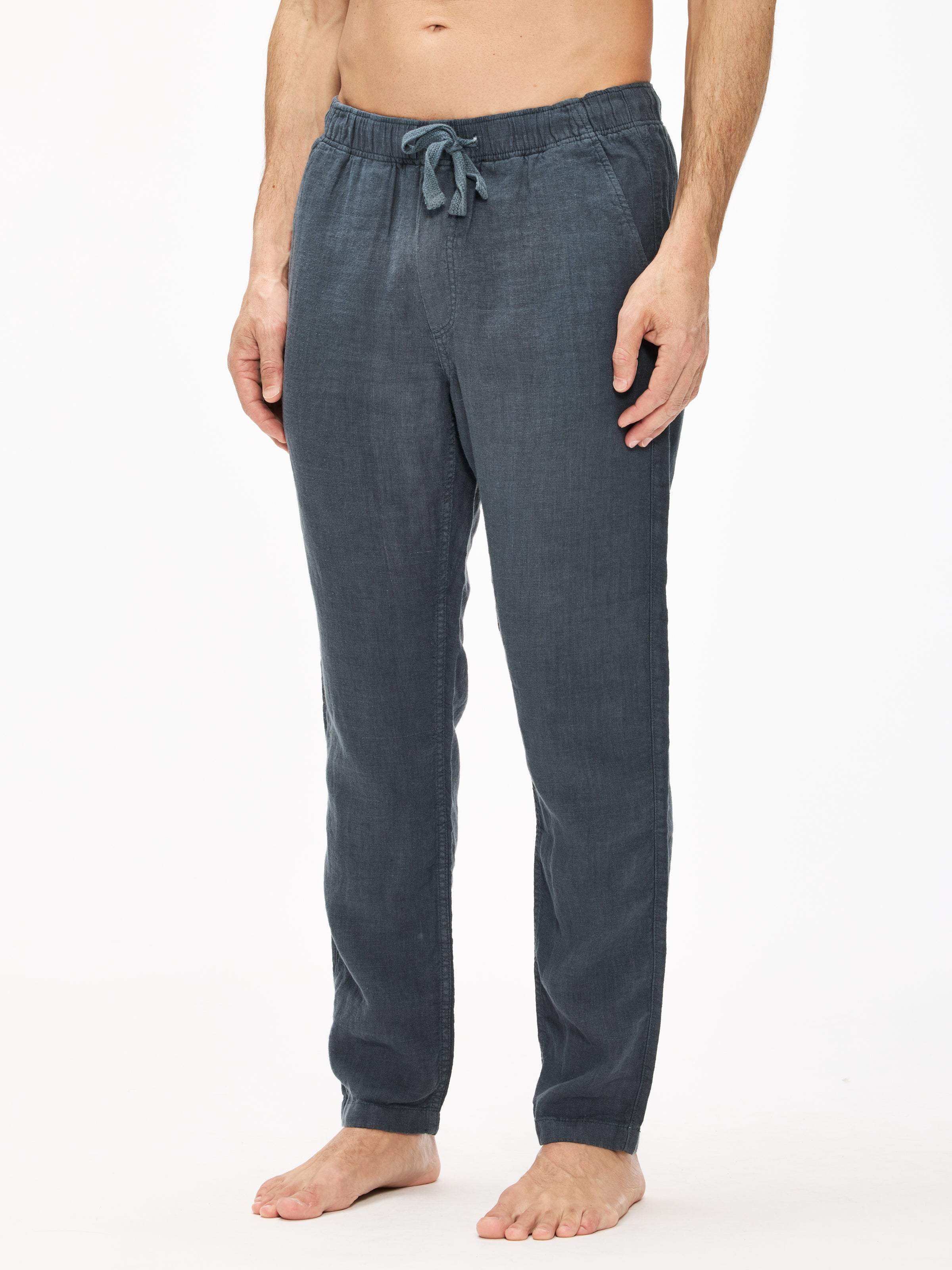 Faherty Men's Linen Drawstring Pants - Lightweight Breathable Casual Summer Trousers for Beach, Travel, and Lounge Wear