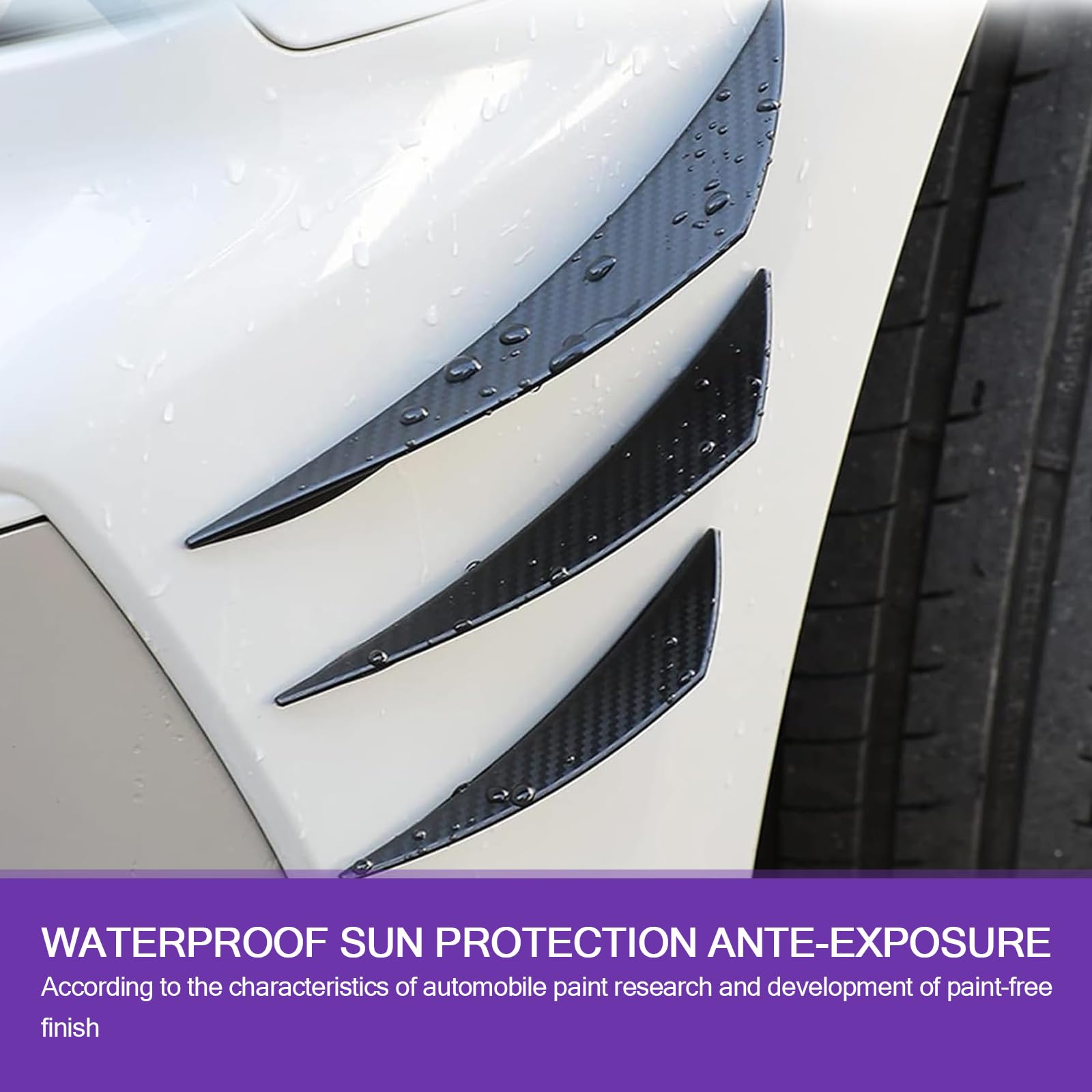 6 PCS Universal Car Spoiler Canards Kit - Self-Adhesive Front Bumper Lip Splitter & Anti-Collision Strip - Auto Exterior Soft Fins for Enhanced Aerodynamics & Style (Fits Most Vehicles) - Perfect for Street Racing, Car Shows & Performance Upgrades