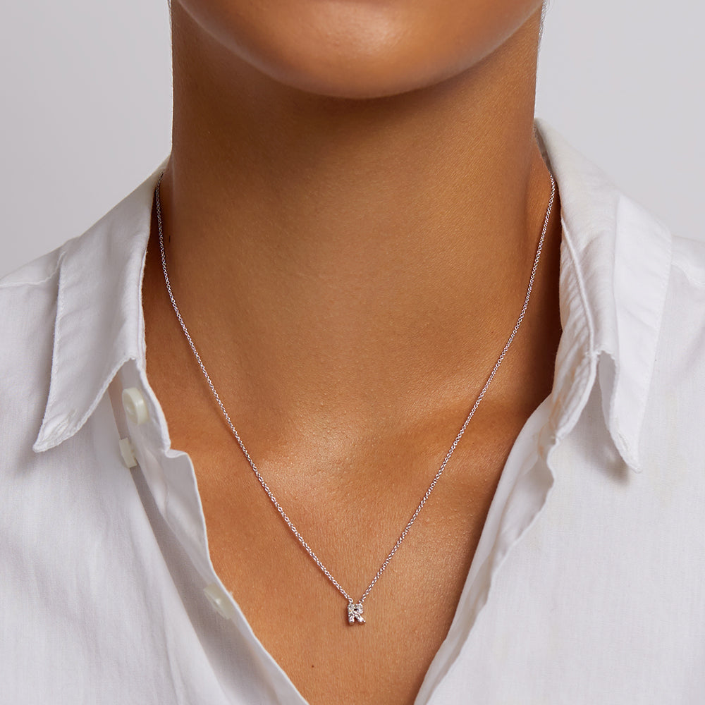 Diamond Letter R Necklace in Sterling Silver - Elegant Personalized Jewelry for Women, Perfect for Gifts, Anniversaries & Everyday Wear