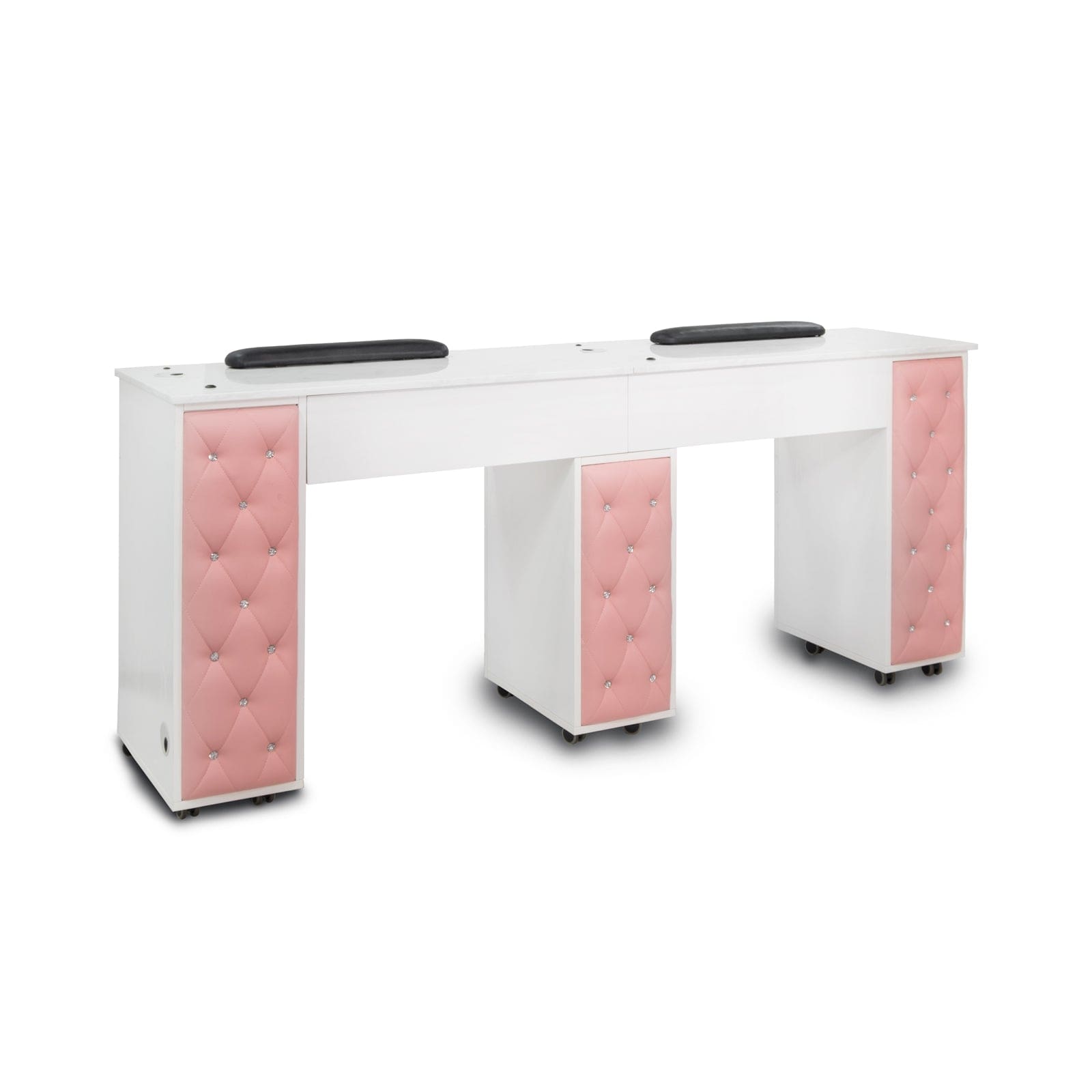 Drexel Tufted Double Manicure Table - Professional Salon Nail Station for Pedicures & Manicures - Perfect for Nail Salons, Spas & Home Use