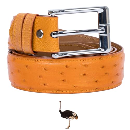 Tan-ostrich Belly-pin Buckle