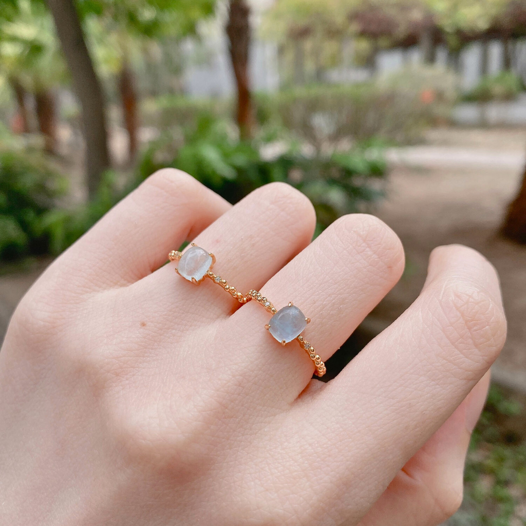 14K Gold Aquamarine Crystal Birthstone Ring for Women - March Birthstone Jewelry, Elegant Gift for Birthday, Anniversary & Valentine's Day | HJZB 253 | Perfect for Everyday Wear & Special Occasions