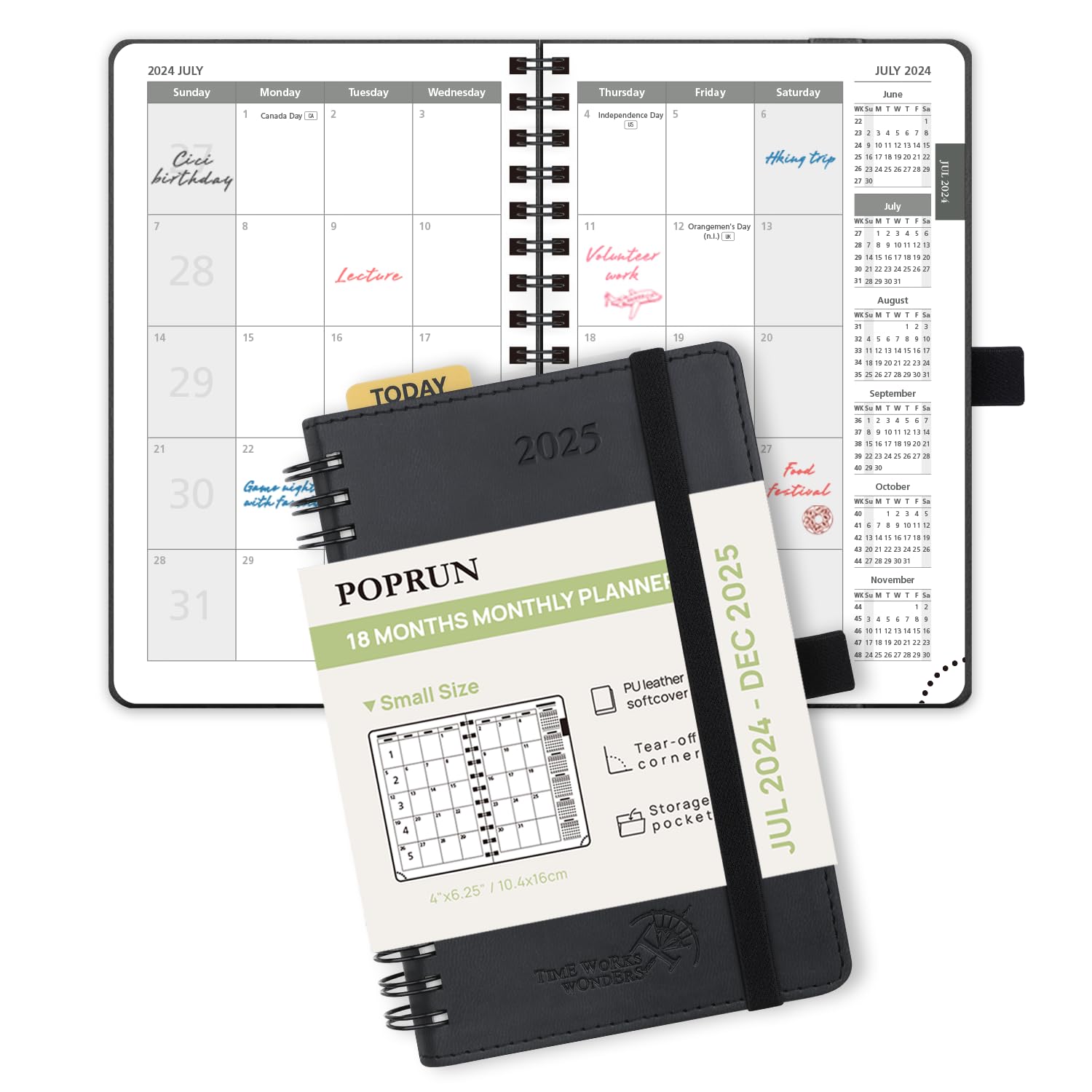 POPRUN 2024-2025 Monthly Planner - 18-Month Pocket Calendar (July 2024 - Dec 2025) - 4