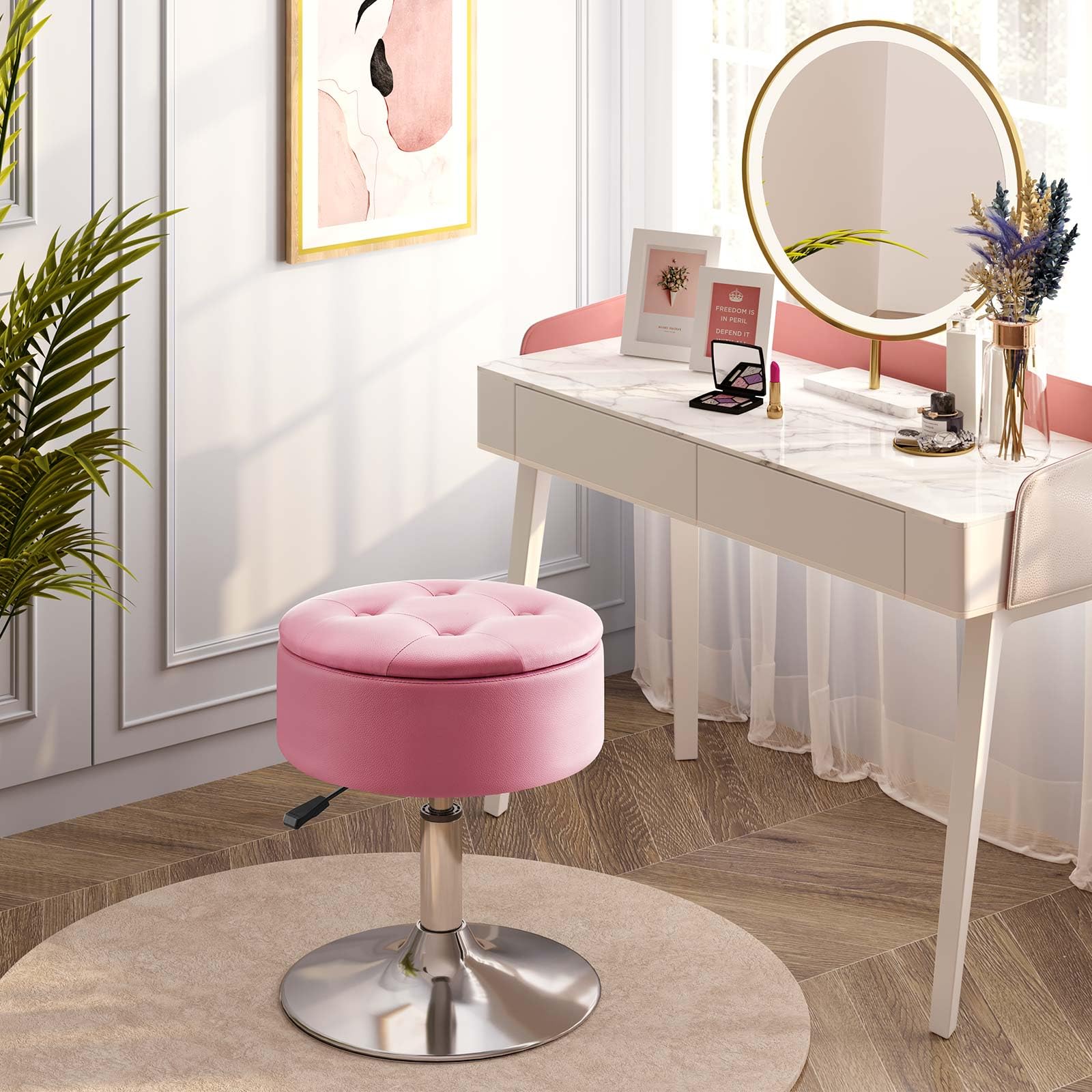 GREENSTELL Adjustable Vanity Stool with Storage - 19