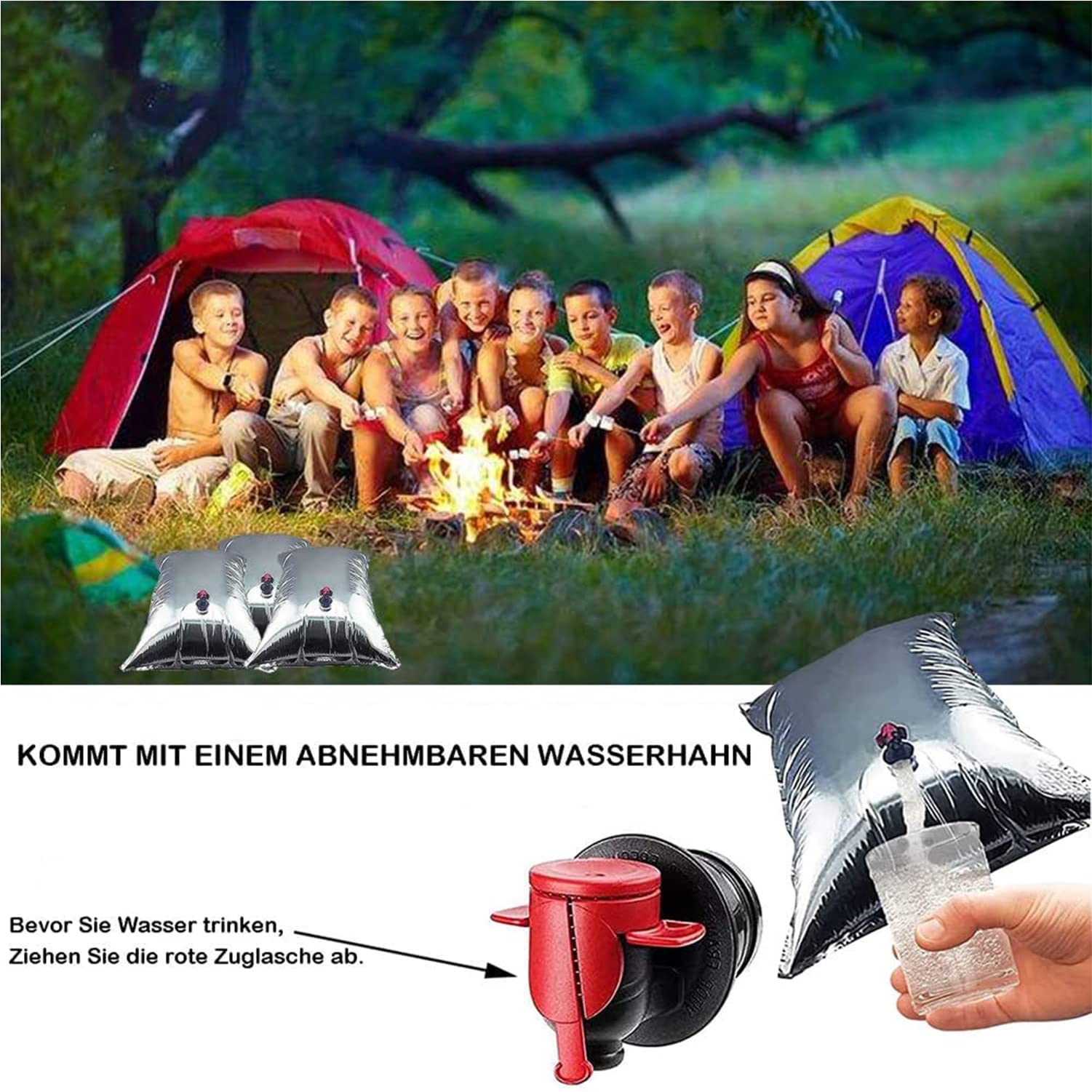 Foldable 10L Water Storage Bag with Faucet - Portable Emergency Water Tank for Hiking, Camping & Outdoor Adventures - Ideal for Disaster Preparedness, Travel & Survival Kits