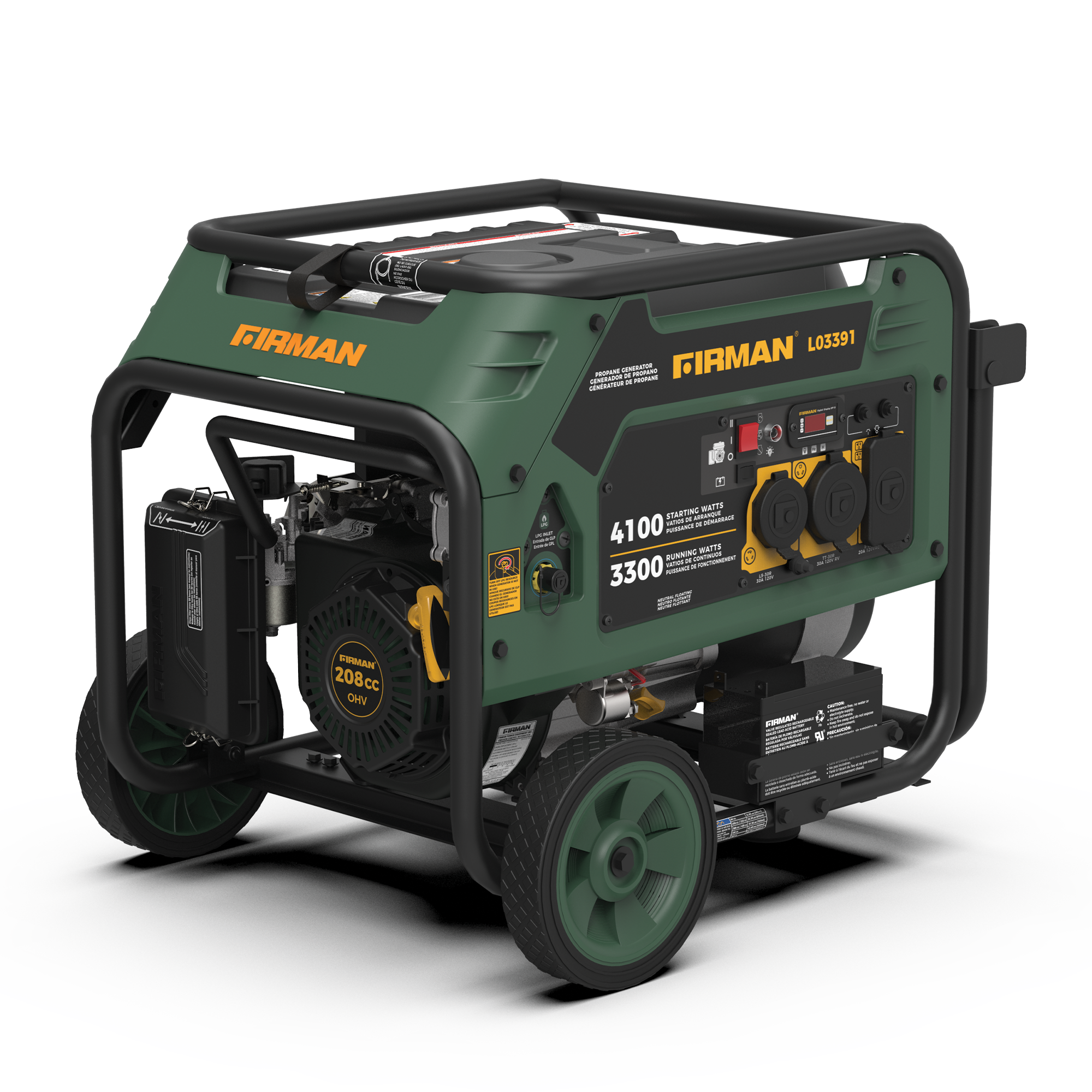 4100W LPG Portable Generator with Electric Start - Perfect for Camping, RV Trips, and Emergency Power Backup