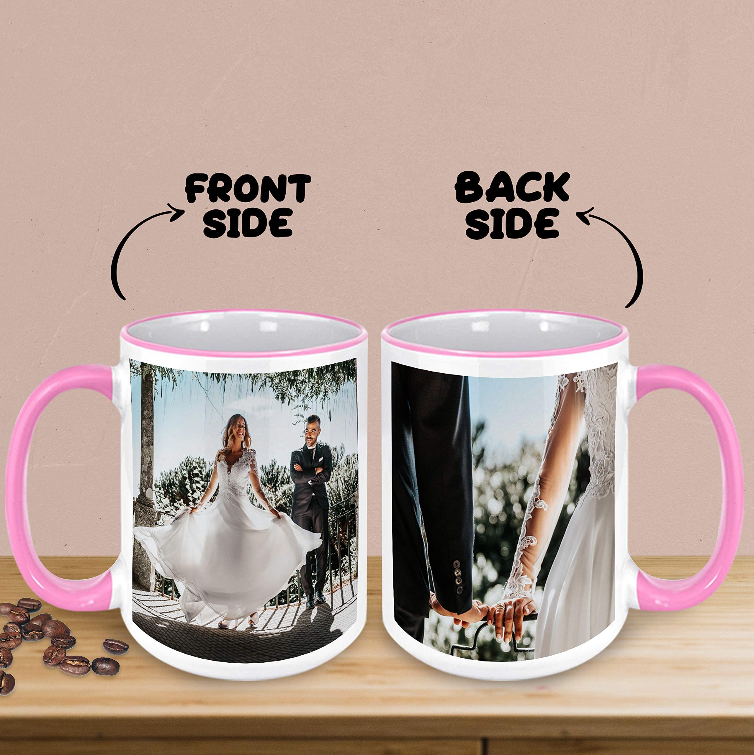 Personalized 15oz Custom Coffee Mugs - Add Your Photo, Logo & Text - Ceramic Travel Mug for Office, Gifts & Home Use