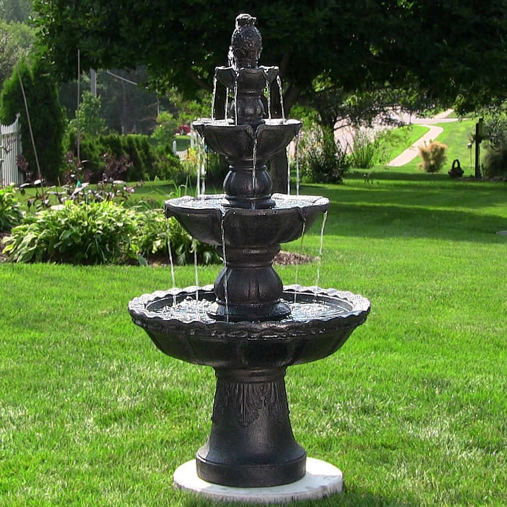 Sunnydaze 52-Inch 4-Tier Pineapple Outdoor Water Fountain - Large Garden Water Feature for Patio, Yard, or Backyard Decor - Black | Perfect for Relaxation, Meditation & Outdoor Ambiance