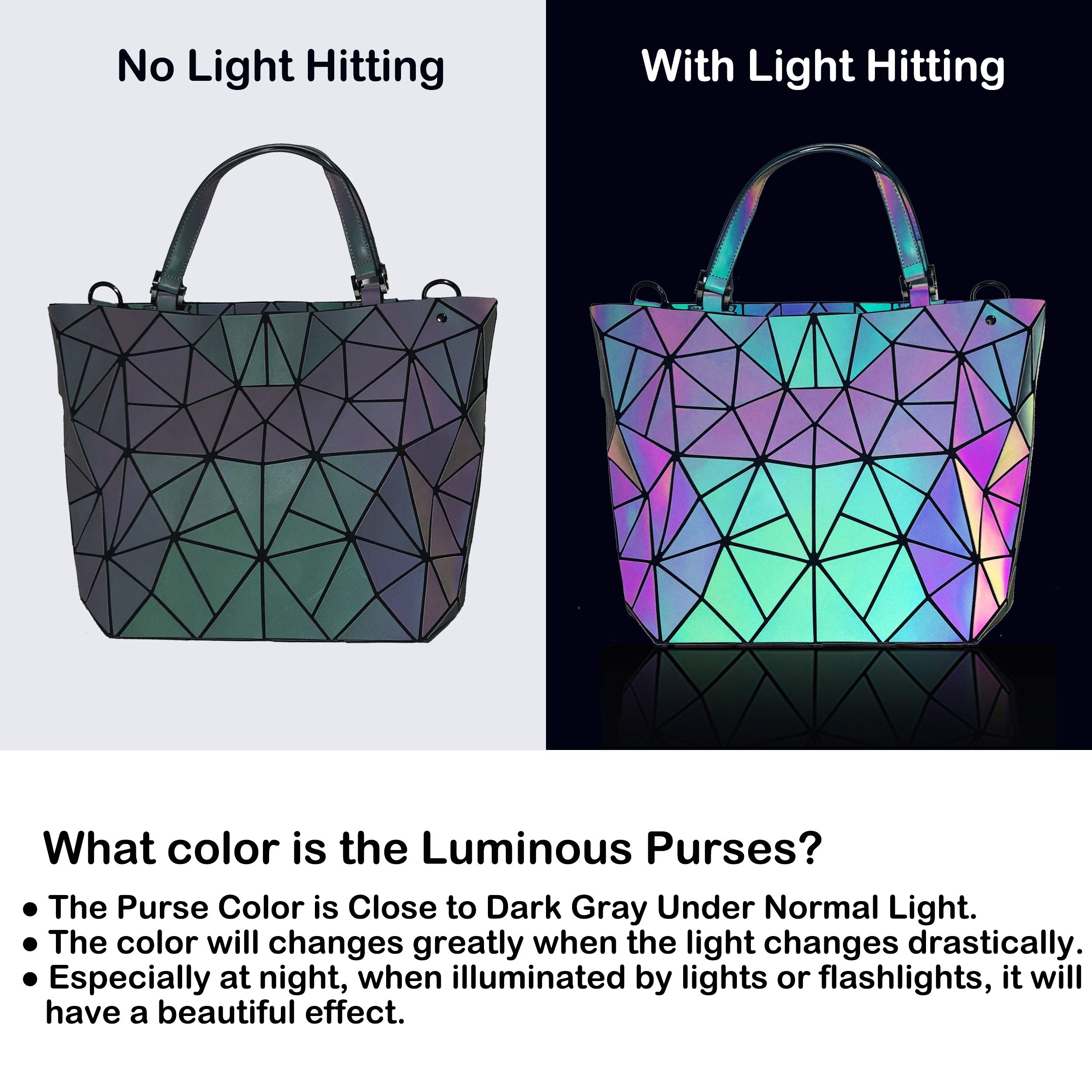 Geometric Luminous Crossbody Bag for Women - Holographic Reflective Purse with Wallet, Flash Rainbow Tote - Perfect for Night Out, Party, Festival & Rave Accessories