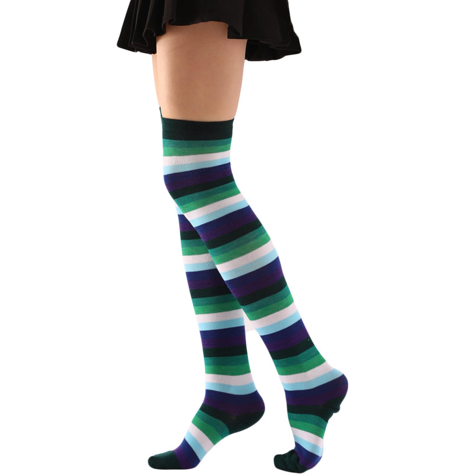 Halloween Compression Socks for Women - Over Knee Striped Print Long Socks - Nurse & Cosplay Costume Accessories - Perfect for Halloween Parties, Cosplay Events & Costume Outfits