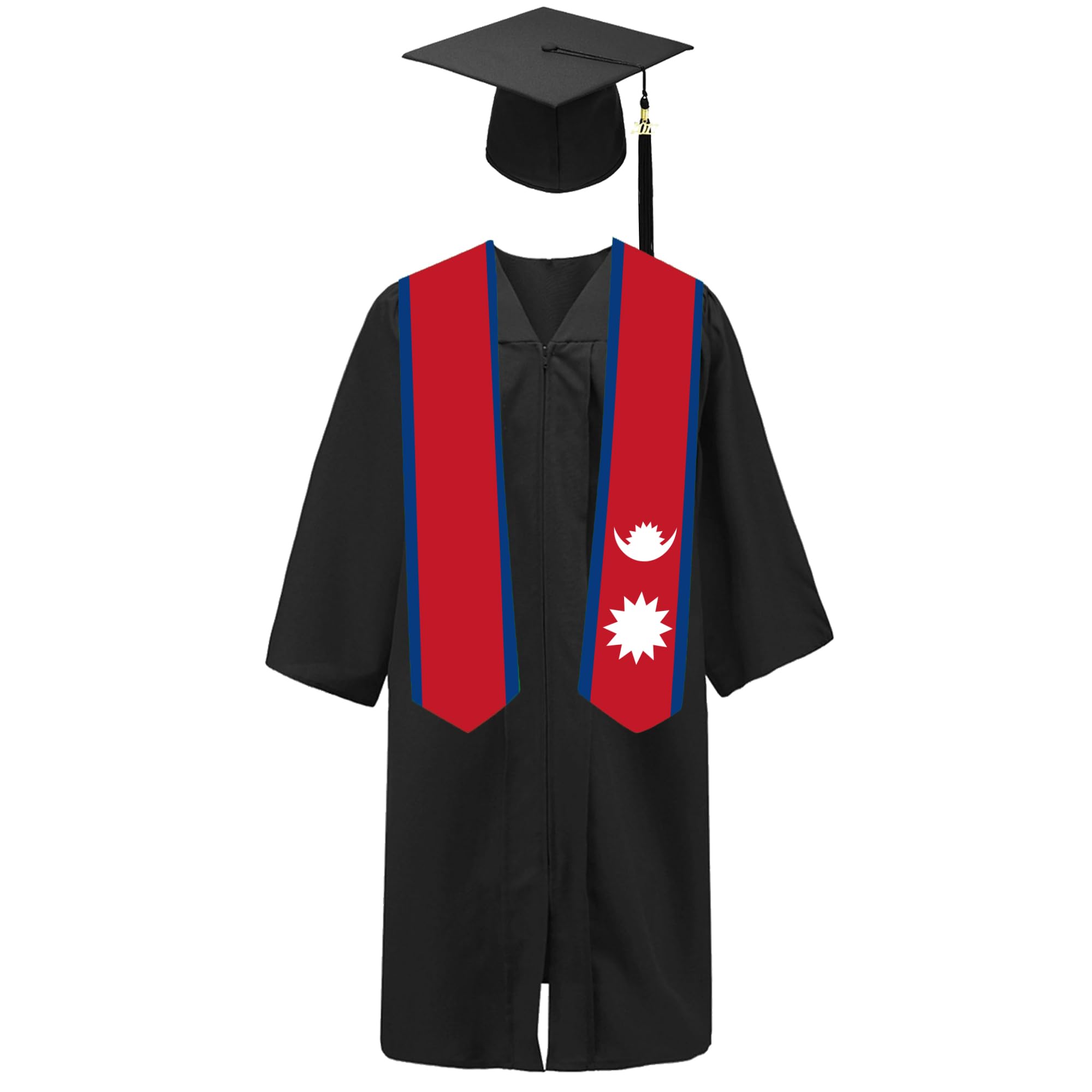 Nepal Flag Graduation Stole - 180x13cm Double Sided Scarf for International Students | Study Abroad Graduation Accessory & Gift for Cultural Celebration
