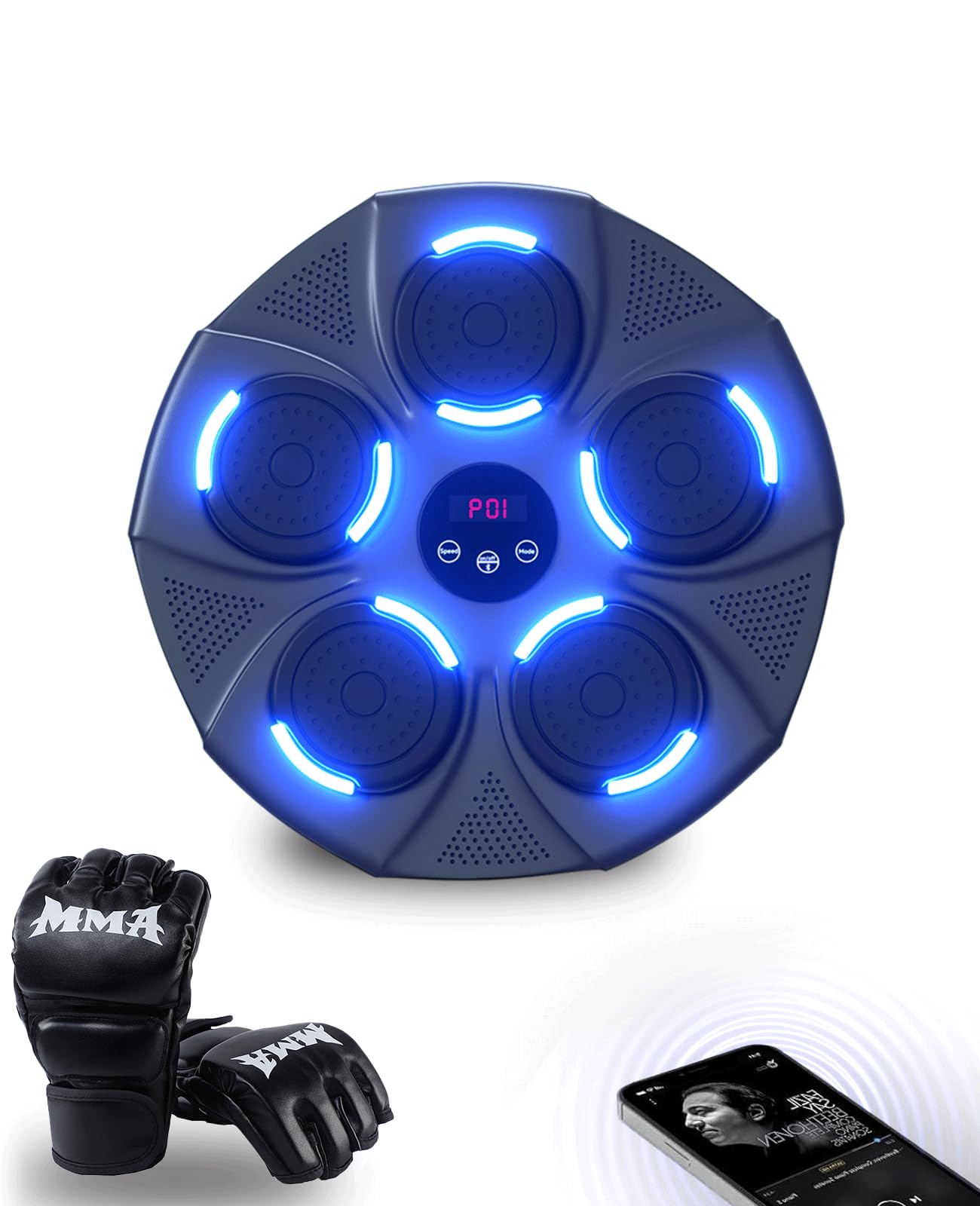 Music Boxing Machine for Adults - Wall Mounted Boxing Equipment with Gloves for Home, Gym & Indoor Workouts | Perfect for Cardio Training, Stress Relief & Fitness Routines