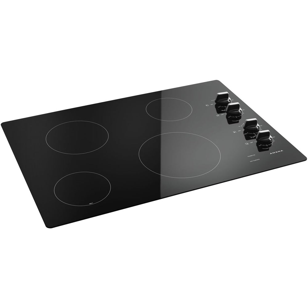 Amana AEC6540KFB 30 Inch Black Electric Cooktop with 5 Burners & Multiple Heat Settings - Perfect for Home Kitchen, Cooking, Baking & Entertaining