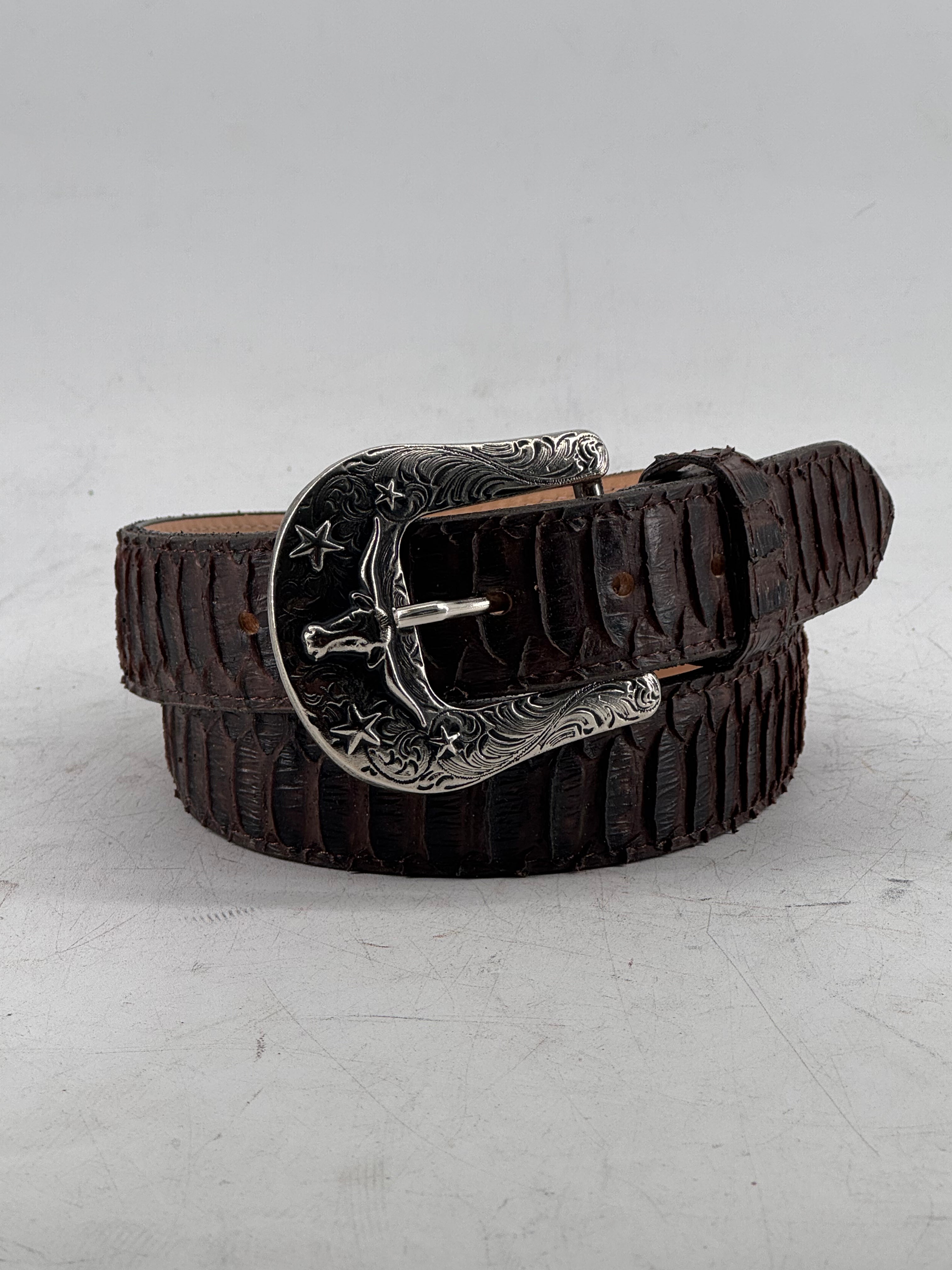 Python Longhorn X Buckle Cowboy Belt - Genuine Leather Western Belt for Men - Perfect for Rodeo, Country Music Festivals & Western Fashion Outfits