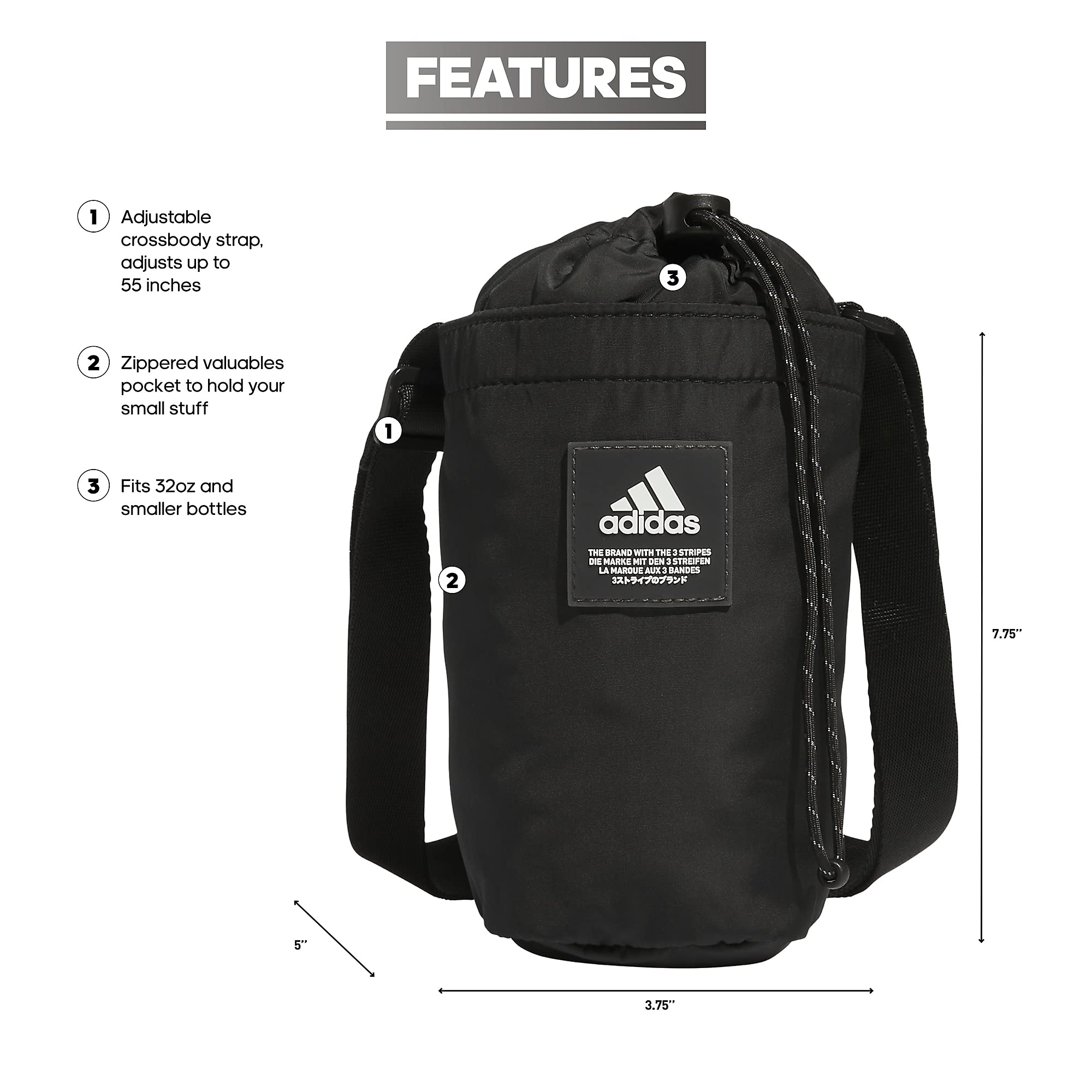 Adidas Hydration Crossbody Bag 2.0 - Lightweight Water-Resistant Running Fanny Pack for Men & Women - Perfect for Gym, Hiking, Travel & Outdoor Activities