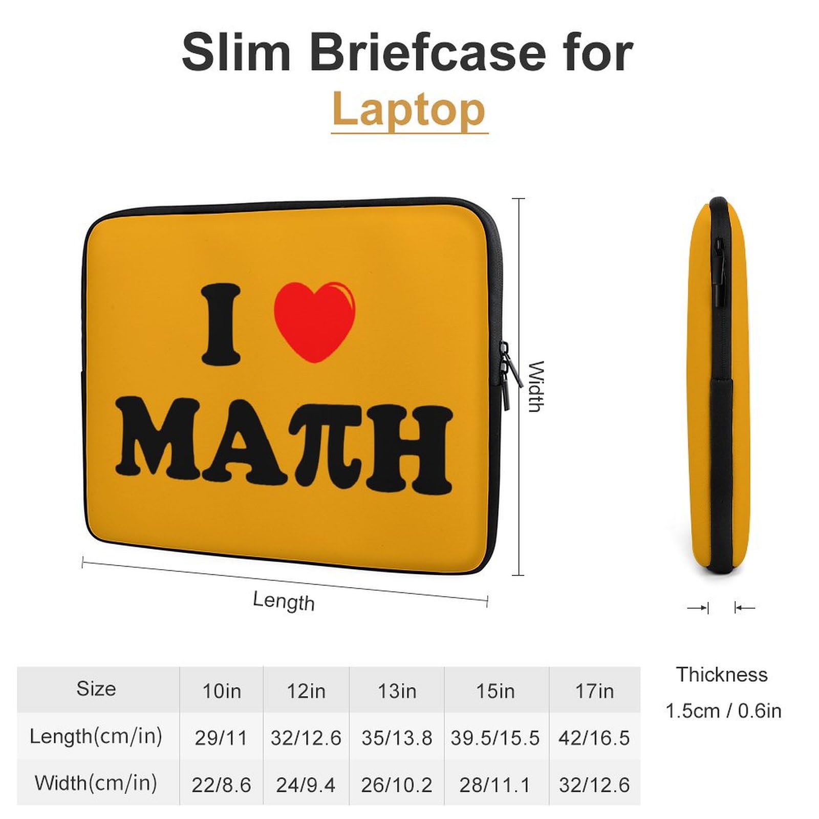 I Love Math Personalized Laptop Bag - Business Casual Slim Computer Briefcase for Work, School, and Travel