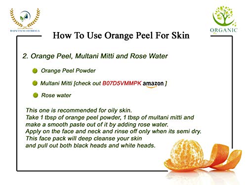 RAINTECH HERBALS Organic Orange Peel Powder – 100g | Natural Vitamin C Rich Antioxidant | Skin Brightening & Acne Treatment | Anti-Aging Hair Care & Detox | Perfect for DIY Face Masks & Natural Beauty Recipes